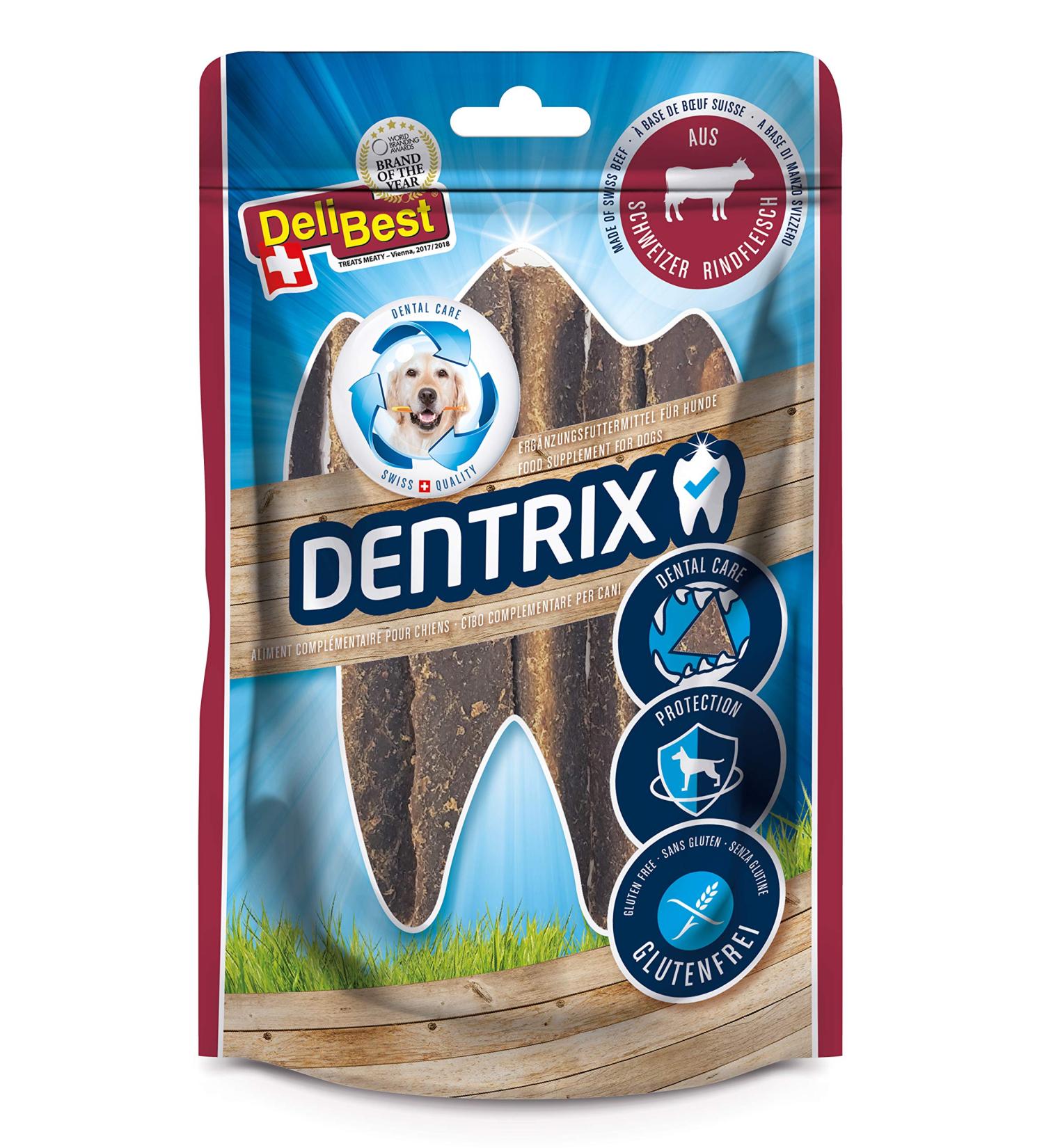 Delibest Dentrix Swiss Beef Dog Dental Sticks - Intensive Tooth Cleaning Snack - Tasty Fresh Meat Treats for Dog Dental Care - 70g - Buy Online on SooperMarket.com