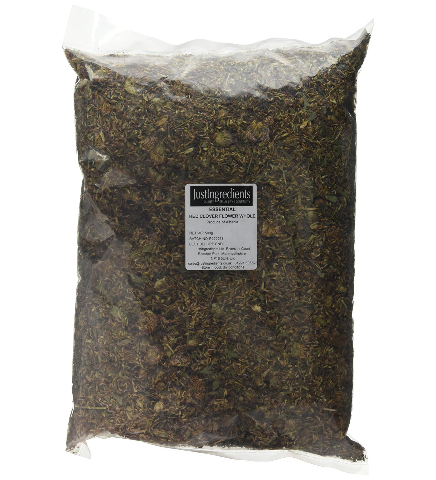 JustIngredients Essentials Red Clover Flowers 500g - Pack of 1 | Premium Quality - Buy Online on SooperMarket.com