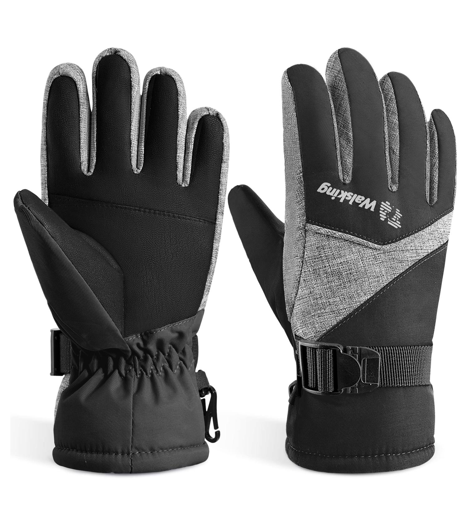 WALSKING Kids Winter Gloves - Waterproof Insulated Ski Gloves for Boys Girls Youth - Black Medium (9-12 years) - Buy Online on SooperMarket.com