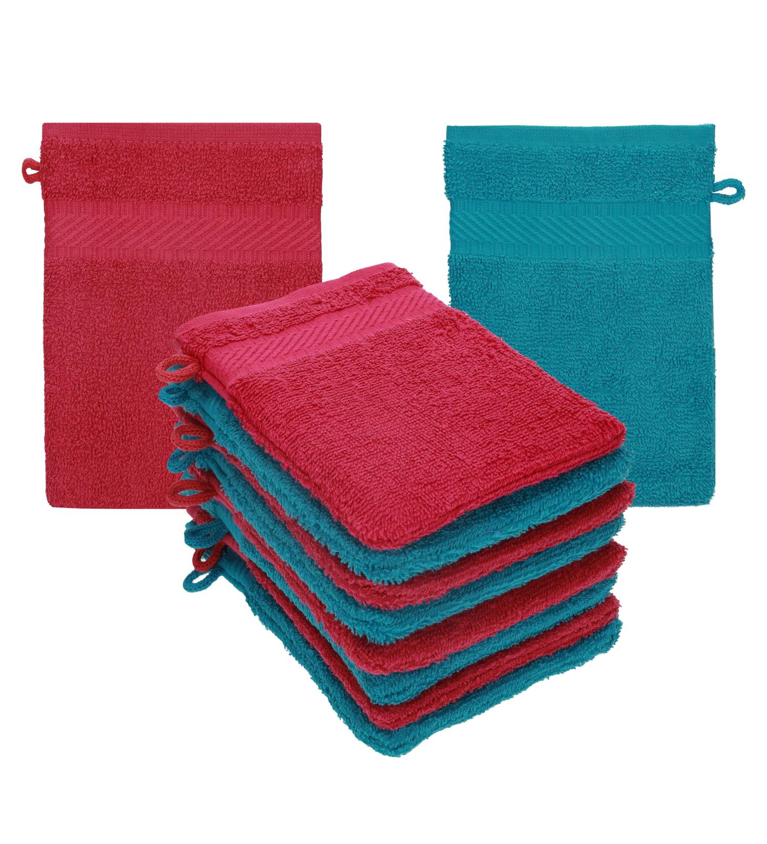 Betz Terry Cloth Wash Gloves - 10 Piece Set 100% Cotton 16x21 cm Cranberry-Petrol | Premium International Shipping - Buy Online on SooperMarket.com