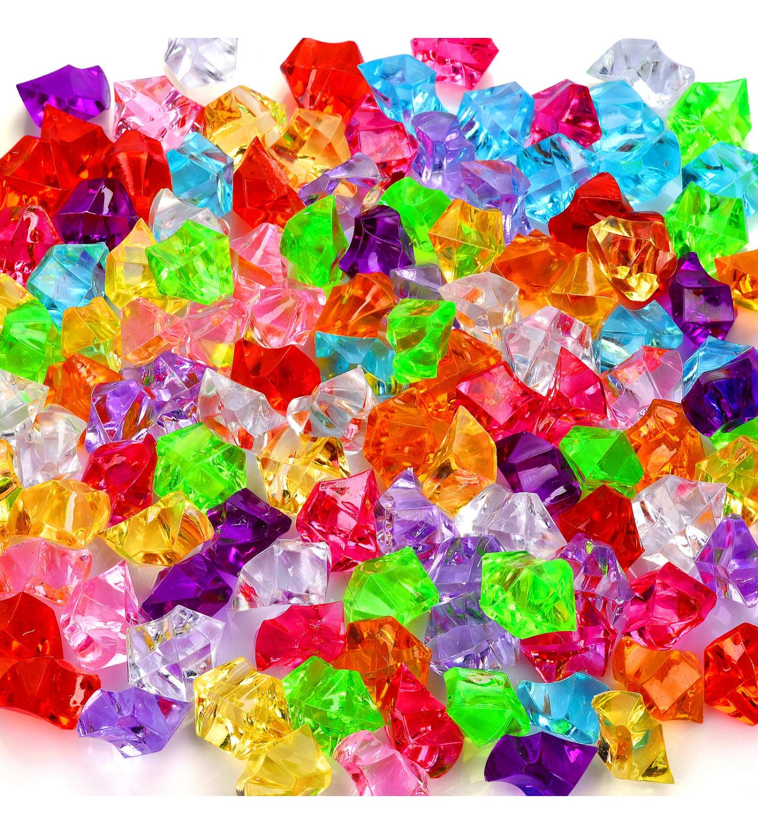 Premium Multicolored Fake Crushed Ice Rock Gems - 180-190pcs | Acrylic Ice Crystals for Kids Toy, Wedding Decor, Crafts - Buy Online on SooperMarket.com