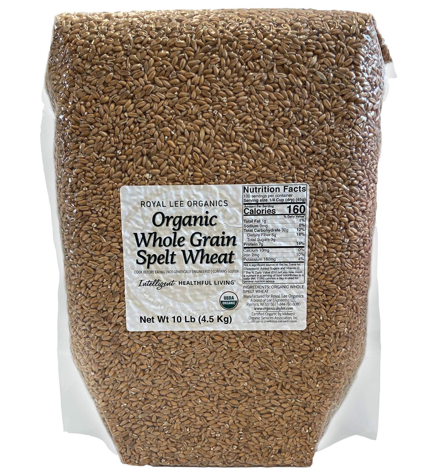 Royal Lee Organics Organic Spelt Berries 10 lbs - Premium Quality, 100% Whole Grain (Pack of 1) - Buy Online on SooperMarket.com