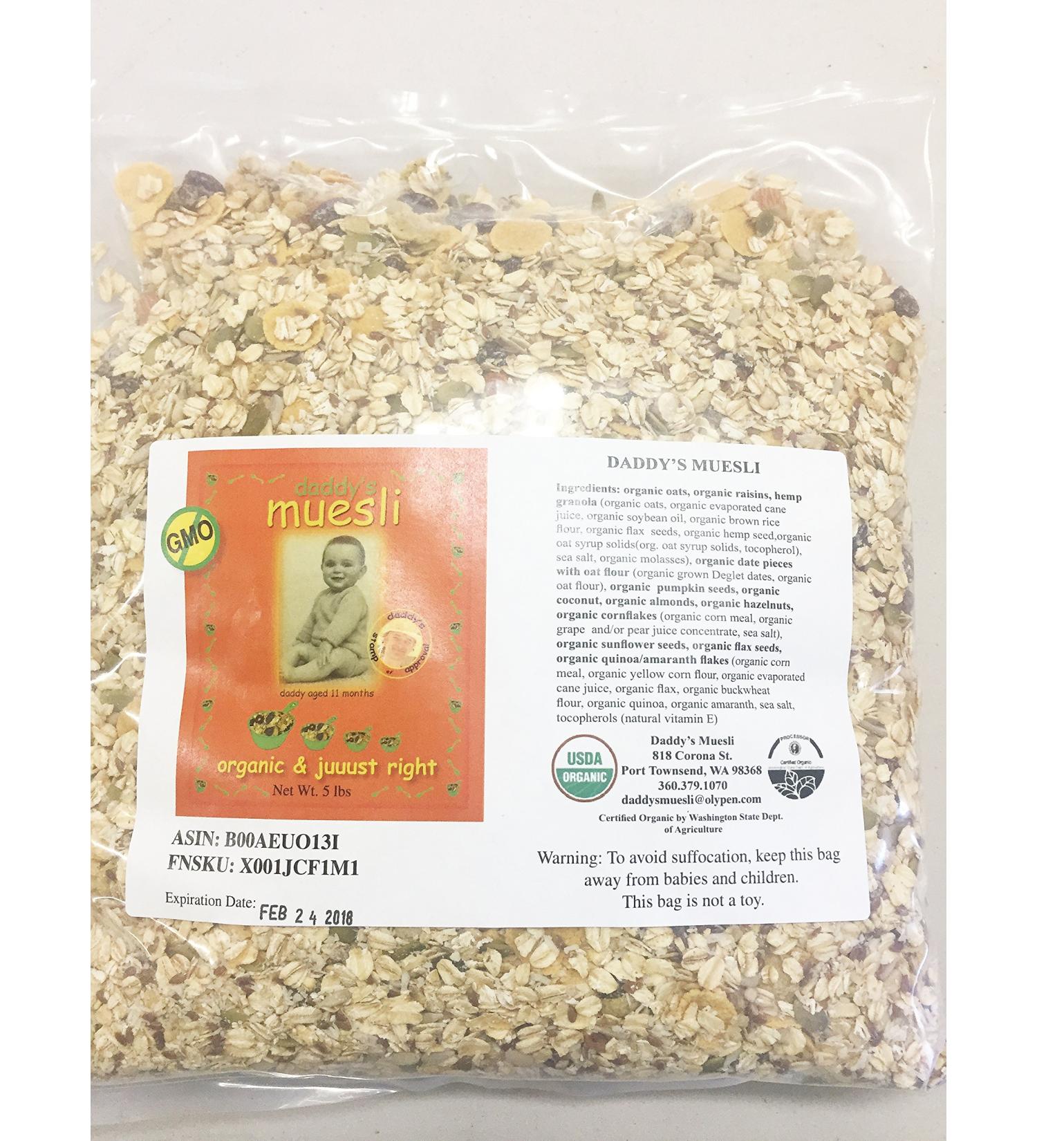 Daddy's Organic Muesli 5lb Bag - 5 Pound Pack for Healthy Breakfasts - Buy Online on SooperMarket.com