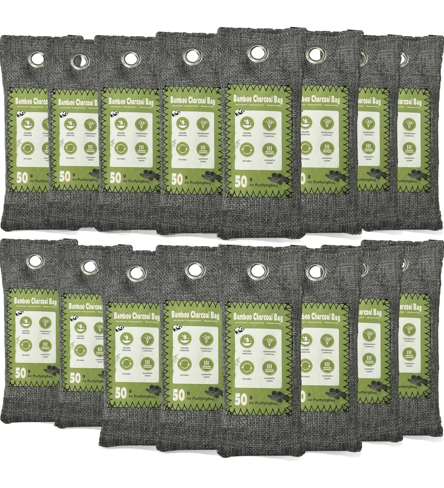 Large Activated Bamboo Charcoal Air Purifying Bags | Odor Absorber for Closet Shoes Car & Basement - Eco-Friendly Deodorizer - Buy Online on SooperMarket.com