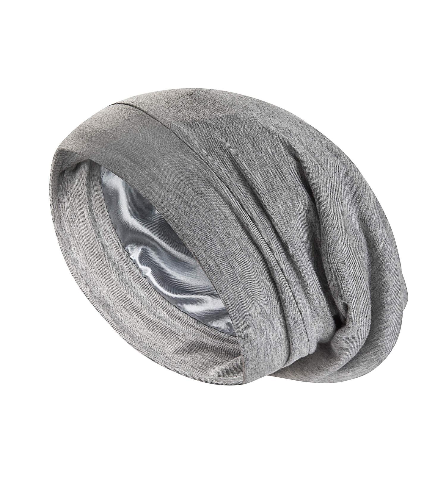 Satin Bonnet Sleep Cap - Adjustable Slouchy Beanie for Curly Hair - Light Gray - Buy Online on SooperMarket.com