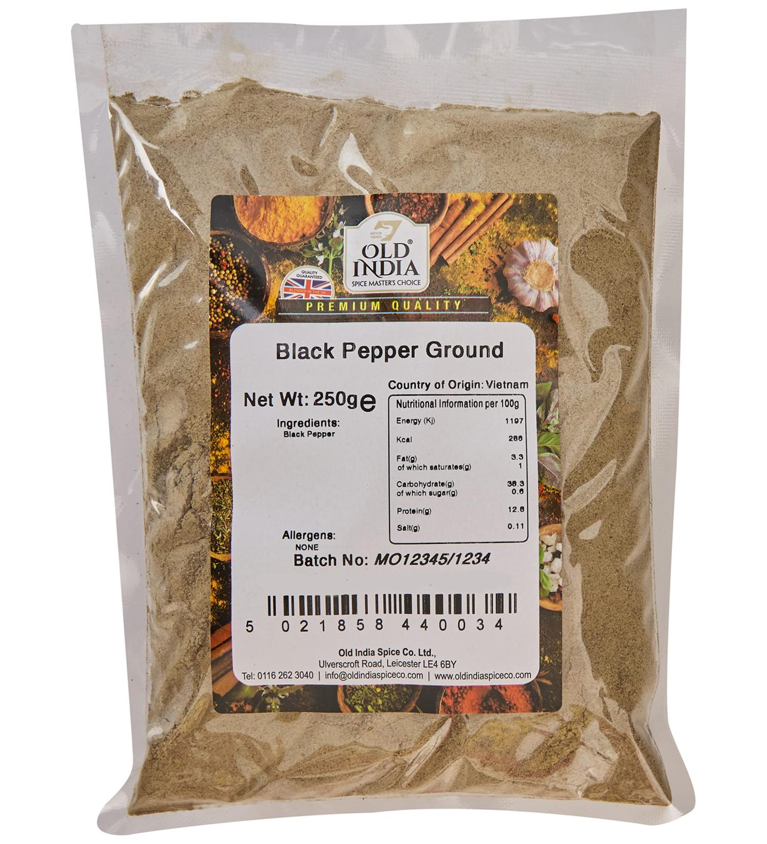 Old India Black Pepper Ground 250g - Premium Quality Spice (Pack of 1) - Buy Online on SooperMarket.com
