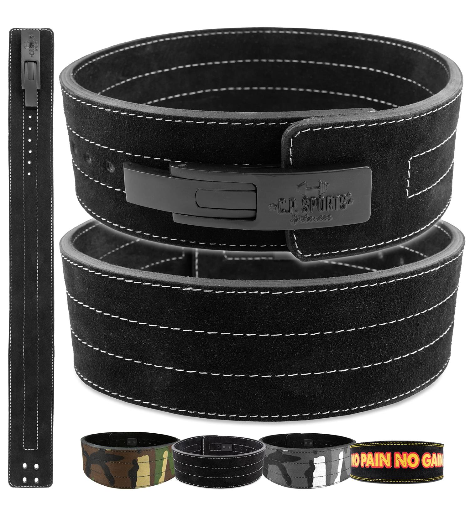 C.P.Sports Leather Powerlifting Belt with Power Buckle - Professional Training & Weight Lifting Belt for Fitness & Bodybuilding (M: 69-92cm Black) - Buy Online on SooperMarket.com