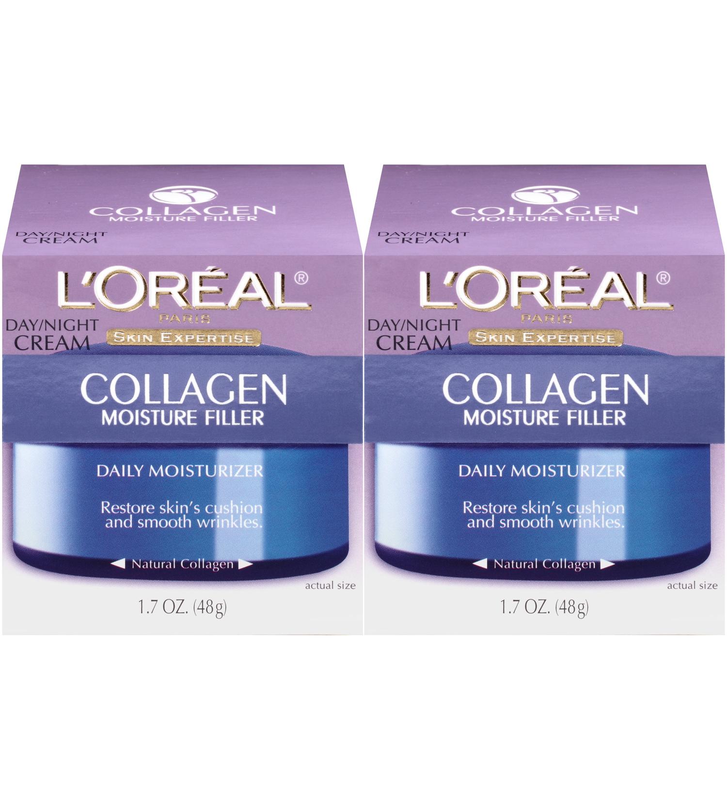 L'Oreal Paris Collagen Face Moisturizer - Anti-Aging Day & Night Cream 2-Pack (1.7 oz) - Smooths Skin & Reduces Wrinkles - Buy Online on SooperMarket.com