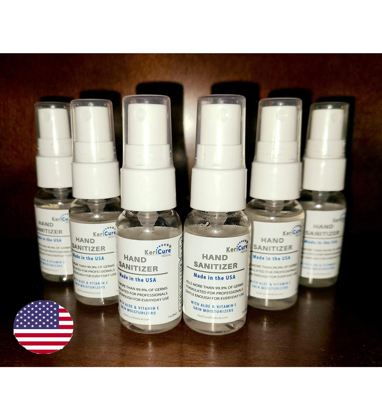 KeriCure Super Moisturizing Hand Sanitizer Spray 1oz Travel Size Pack of 6 - Peppermint Essential Oil, Aloe & Vitamin E - Natural Ingredients - Made in USA by Woman Owned Small Biz - Buy Online on SooperMarket.com
