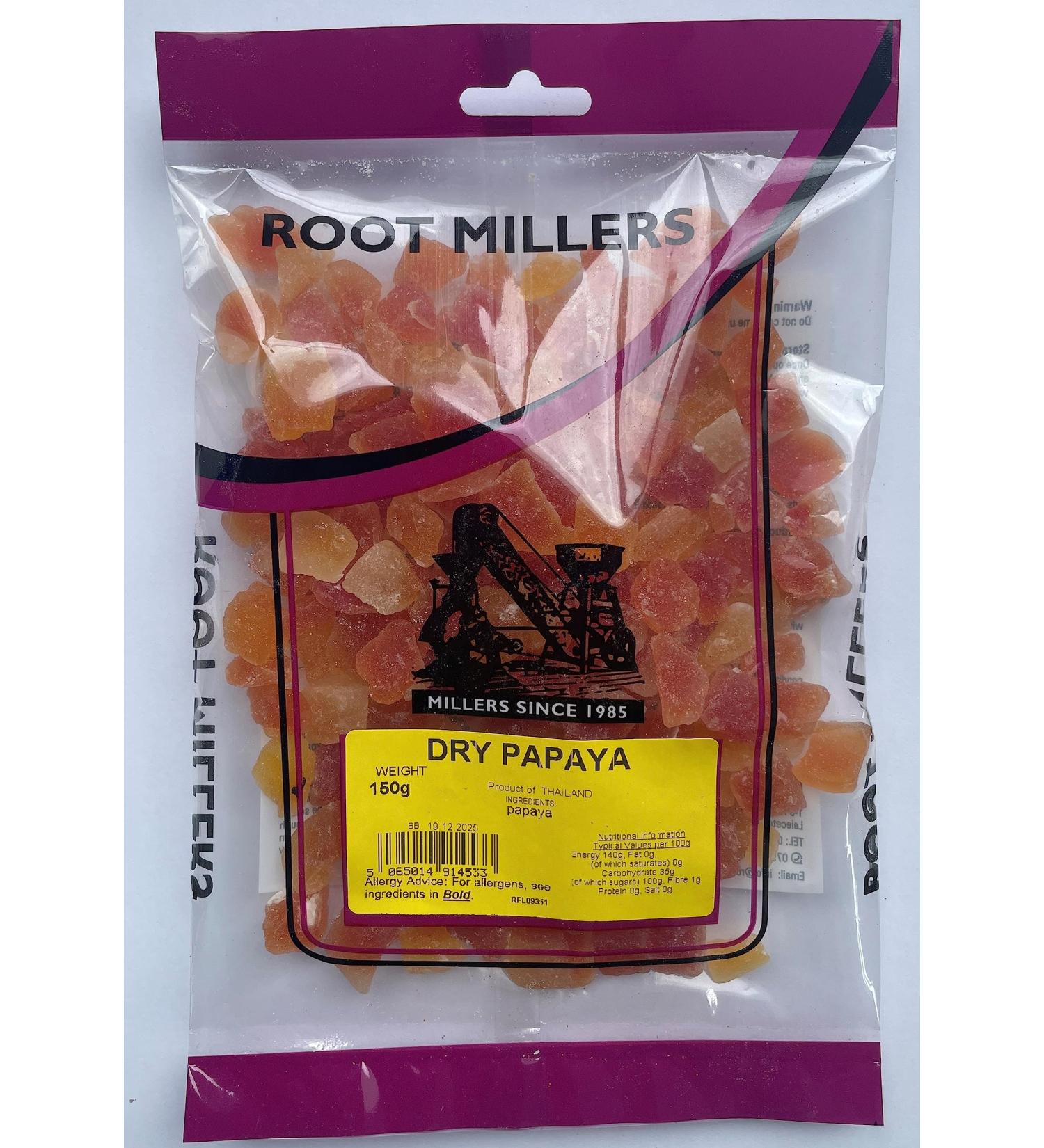 Root Millers - Dry Papaya Diced - 150g