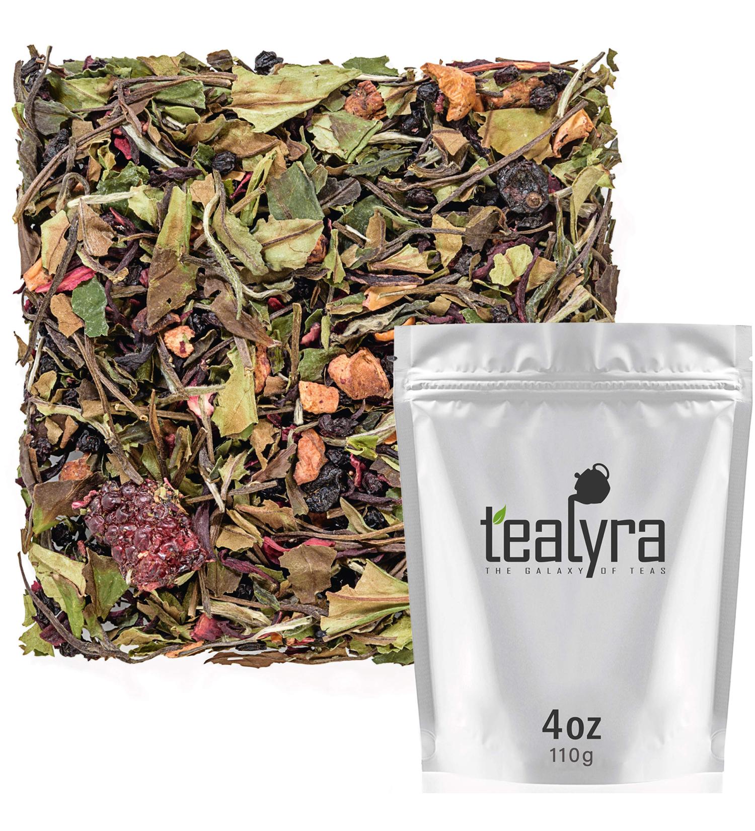 Tealyra White Garden Bouquet Tea Blend - Hibiscus, Strawberry, Raspberry - Antioxidant-Rich Loose Leaf Tea - All Natural Ingredients - 110g - Buy Online on SooperMarket.com