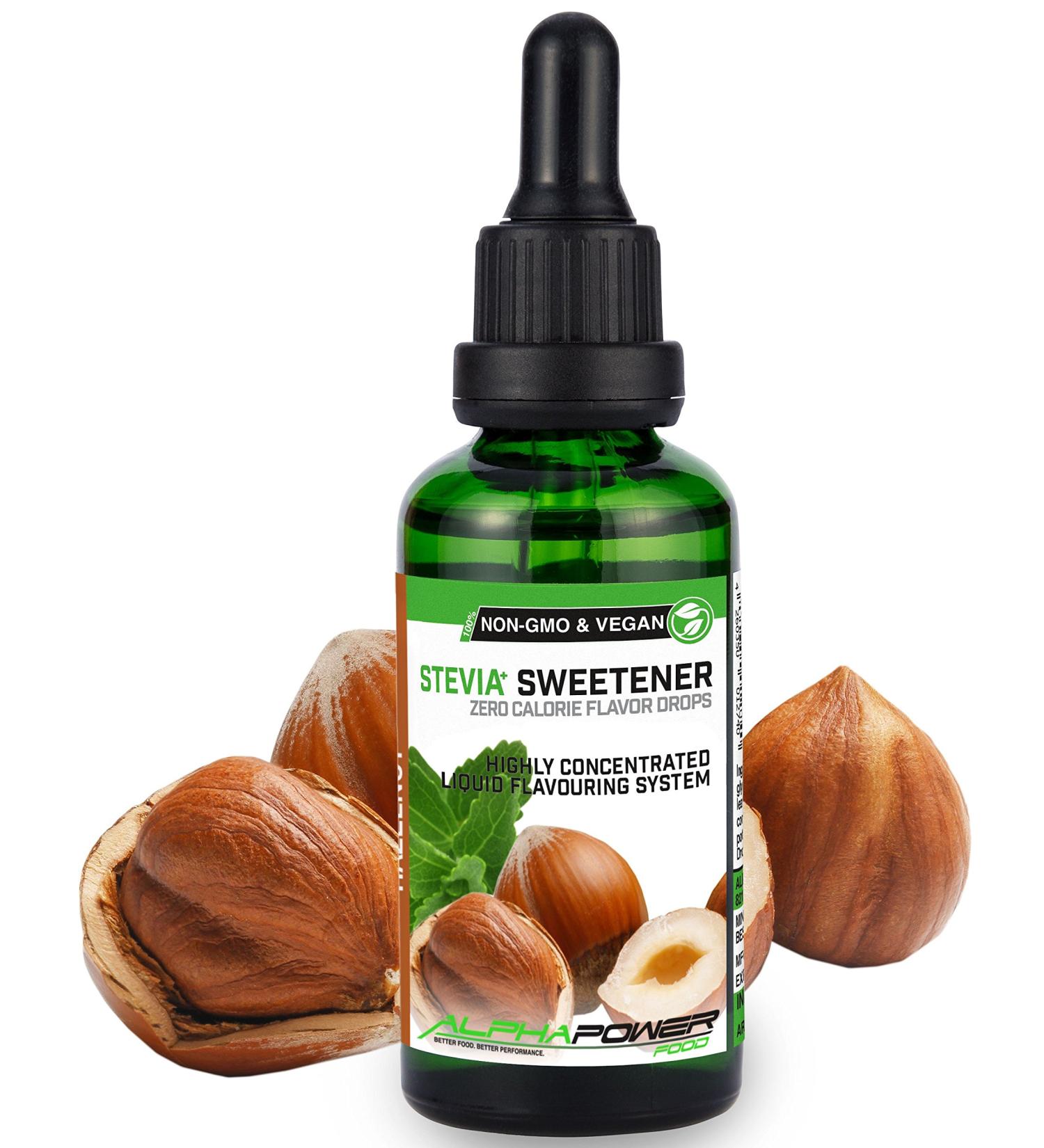 Alphapower Food Hazelnut Flavor Drops | 100% Natural Stevia Sugar-Free Liquid Aroma | 50ml - Perfect for Water Muesli Desserts & Smoothies - Buy Online on SooperMarket.com