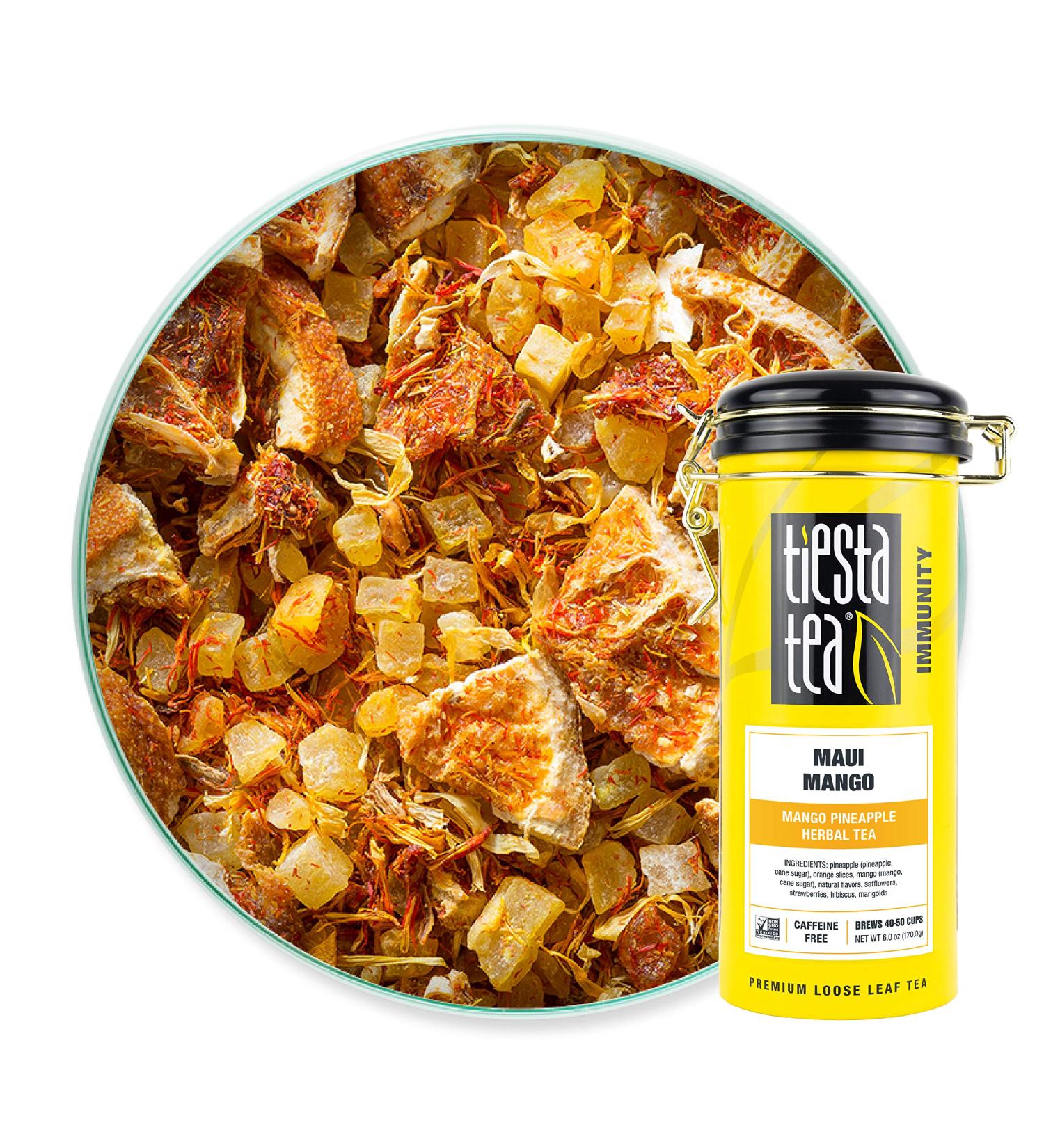 Tiesta Tea Maui Mango Herbal Tea - 6 oz Tin | Non-Caffeinated, 50 Cups | Natural Flavors, No Artificial Ingredients - Buy Online on SooperMarket.com