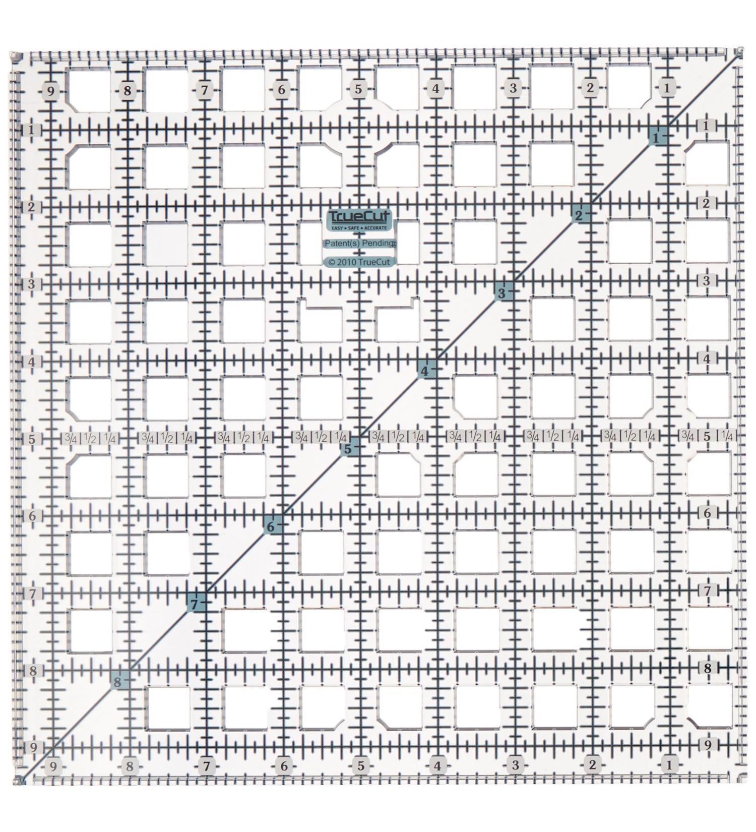 TrueCut  Ruler  for Precise Straight Cuts  Features Built-in Holes  Measures 9.5 x 9.5
