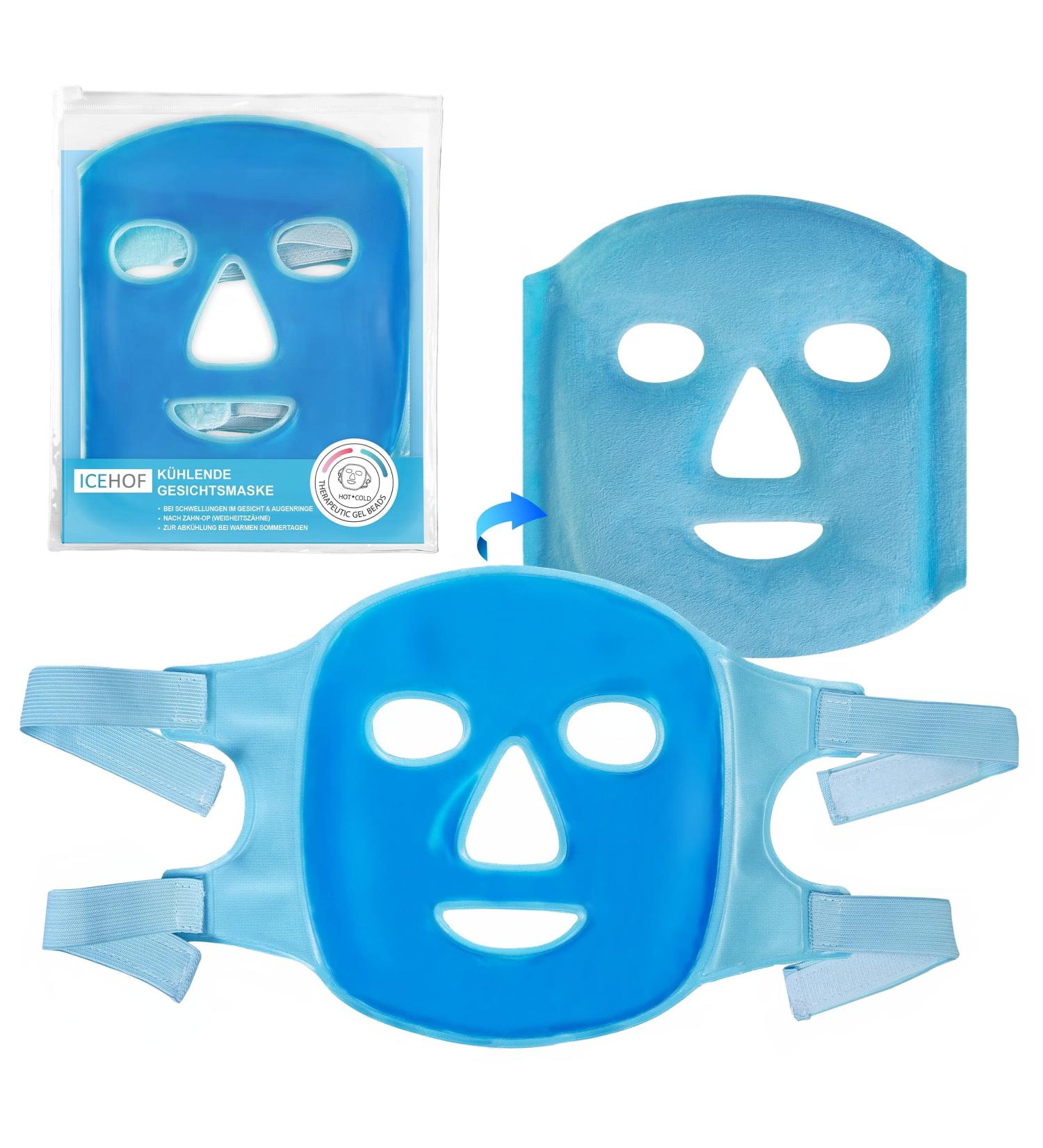 Buy IceHOF Cool Mask Face - Reversible Plush Fabric with Velcro Fastener & High-Quality Cooling Gel | Optimal Comfort & Storage Bag Included - Buy Online on SooperMarket.com