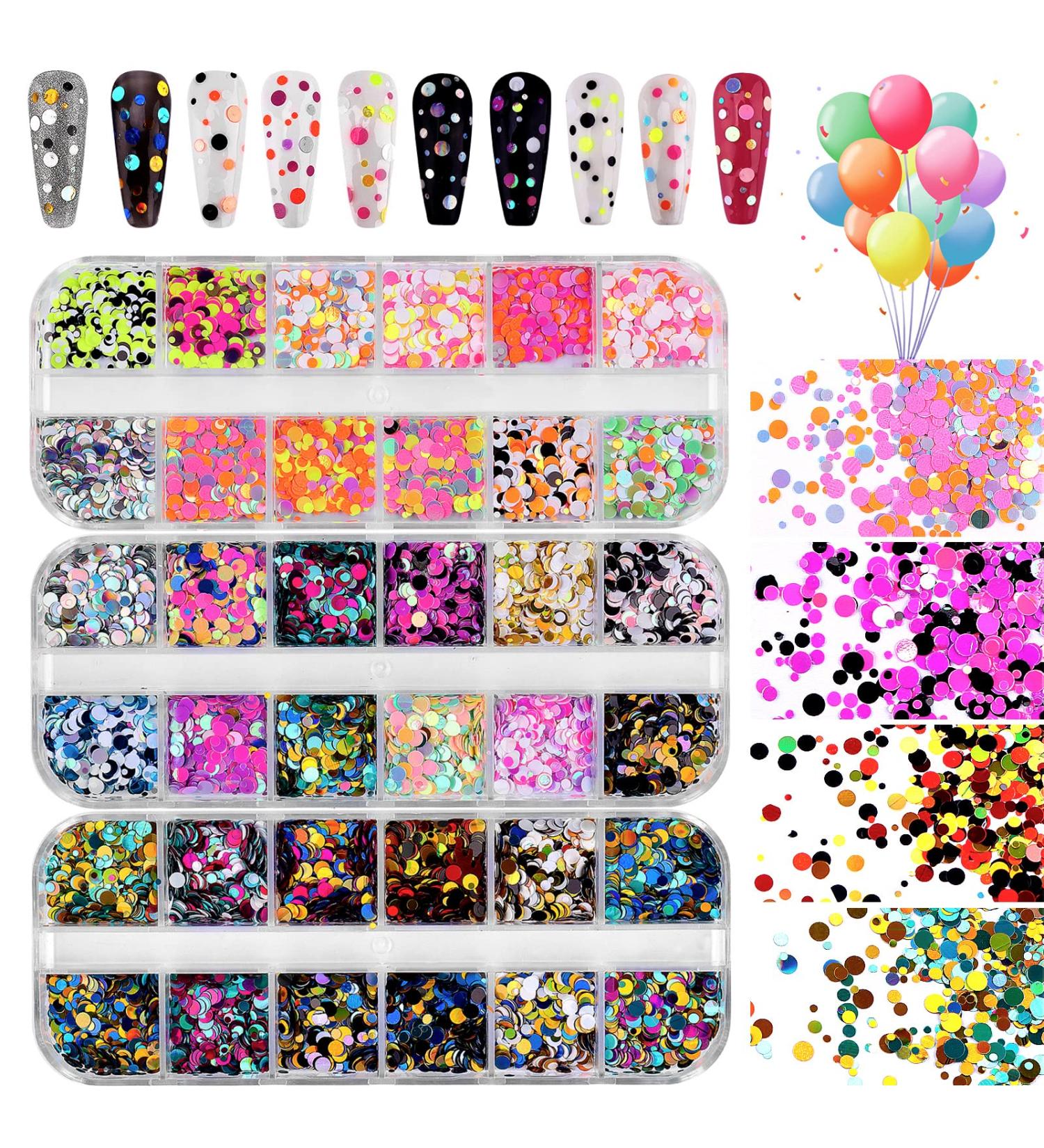 36 Color Nail Sequins - Kalolary 3D Nail Art Flakes Glitter Paillettes for Valentine s Day DIY Nail Decoration - Buy Online on SooperMarket.com