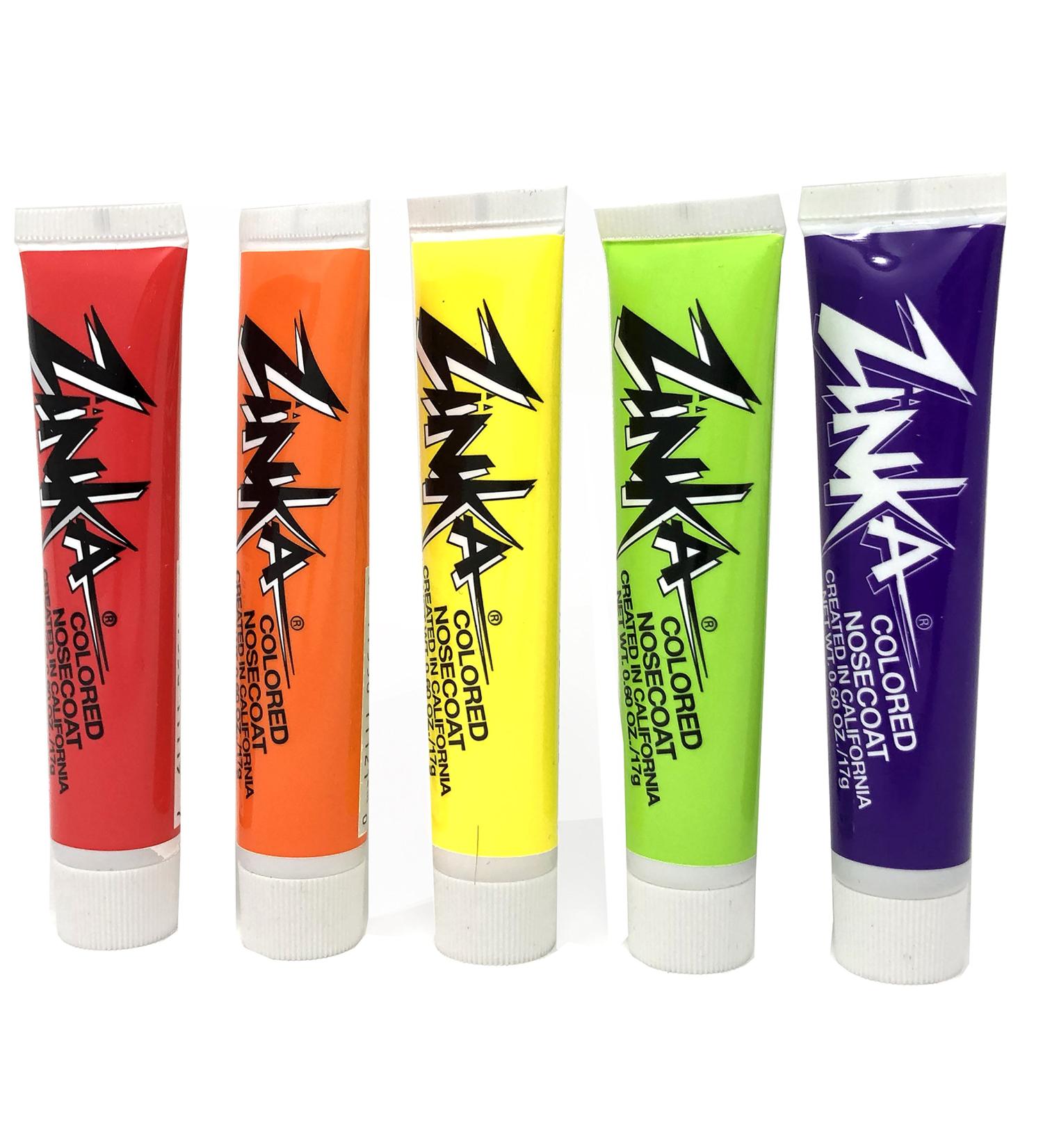 Zinka Zinc Oxide Nosecoat Sunscreen Variety Pack of 5 - Red Orange Yellow Green Purple
