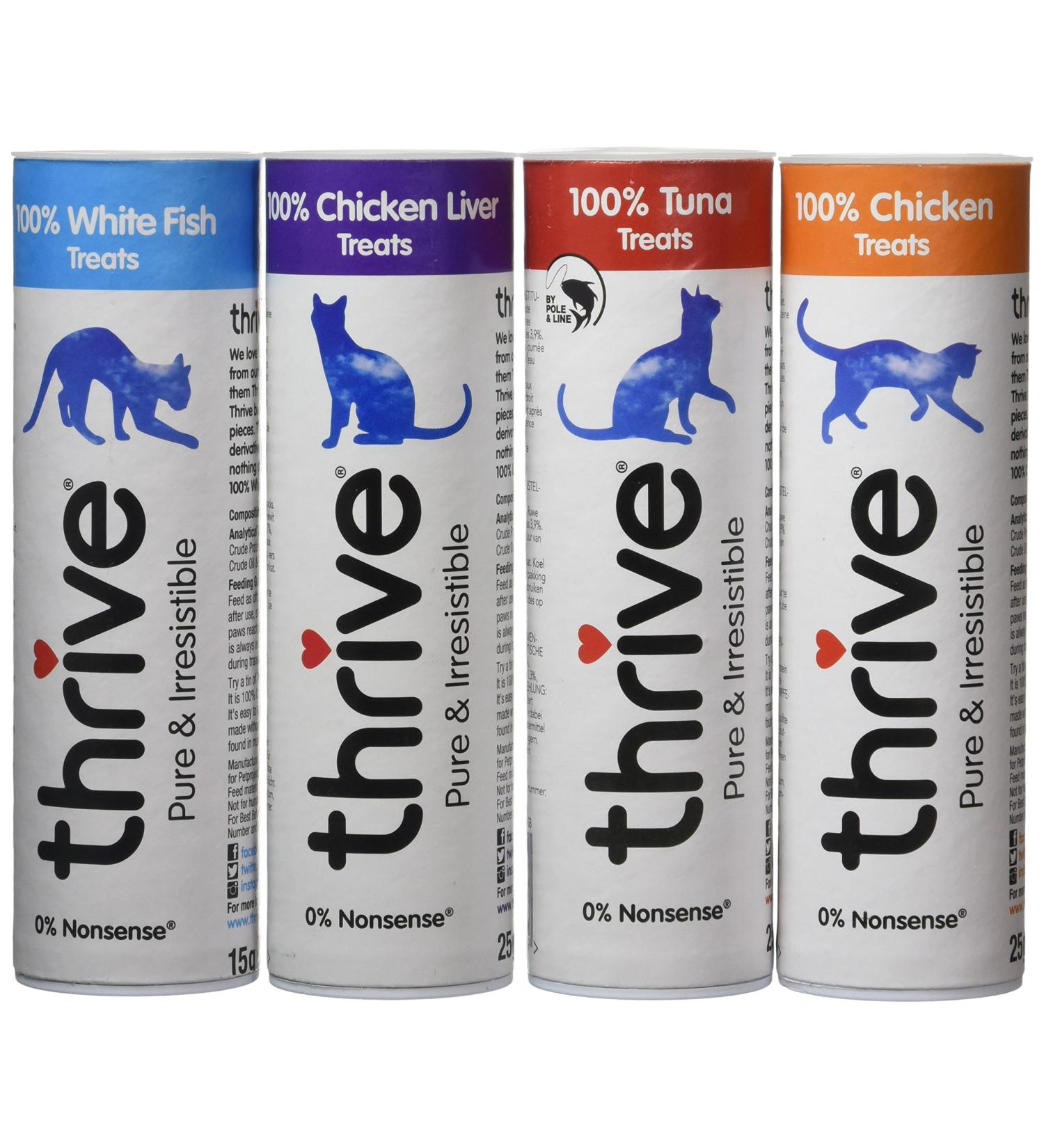 Thrive Cat Treats Assorted Pack (Chicken White Fish Tuna & Chicken Liver) for Happy Healthy Cats | International Shipping Available - Buy Online on SooperMarket.com