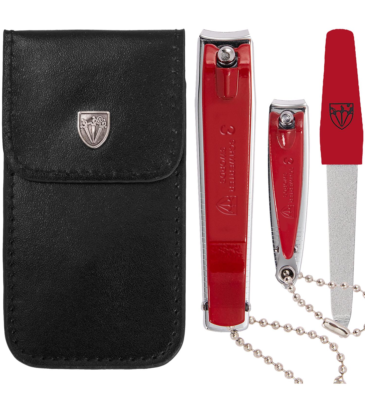 Three Swords Nail Clippers Set - 'CLIP' Fingernail & Toenail Clippers in Faux Leather Case (Red) | Buy Internationally - Buy Online on SooperMarket.com
