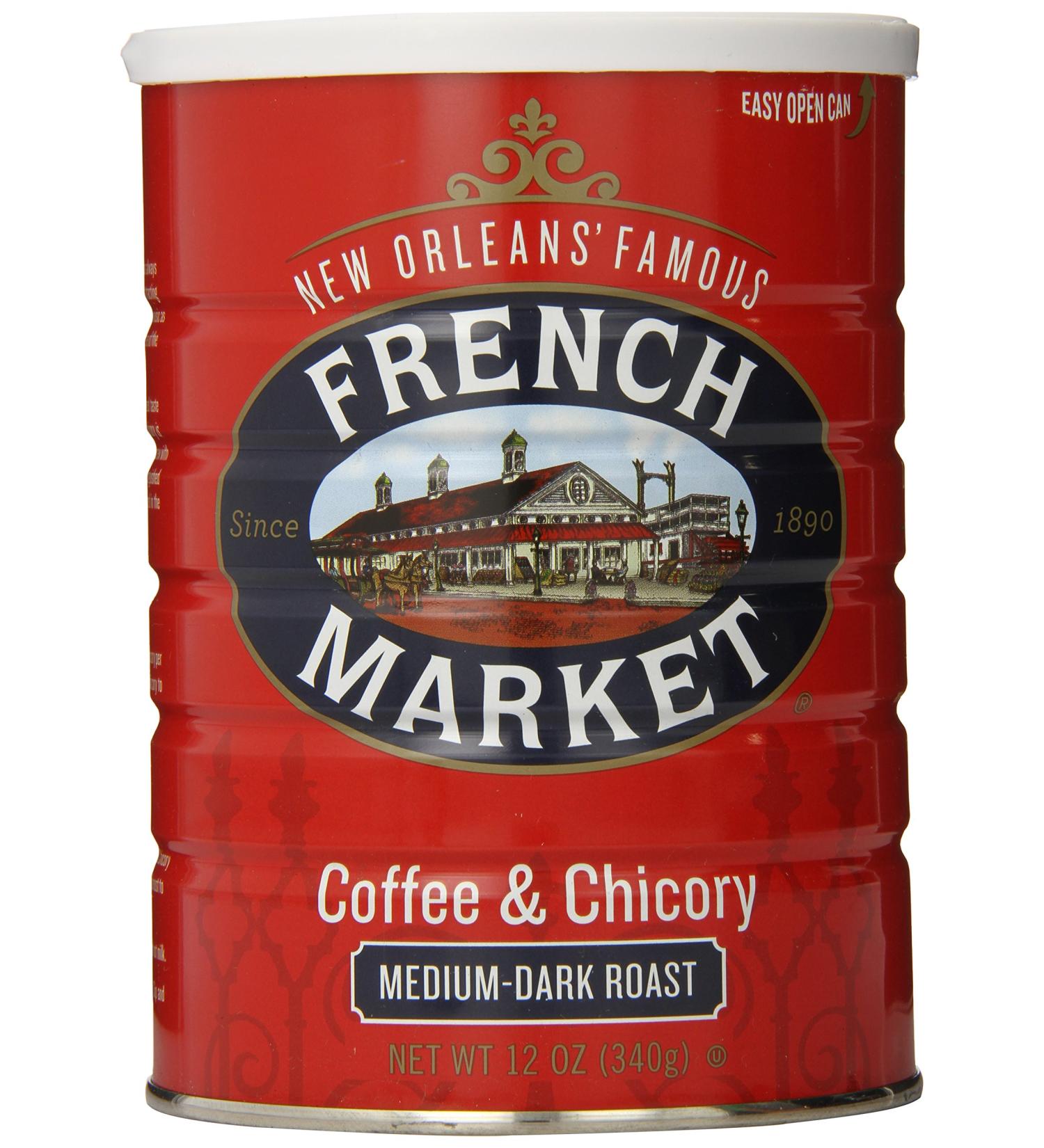 French Market Coffee & Chicory Medium-Dark Roast Ground Coffee 12oz - Metal Can Medium-Dark Roast - Pack of 1 - Buy Online on SooperMarket.com