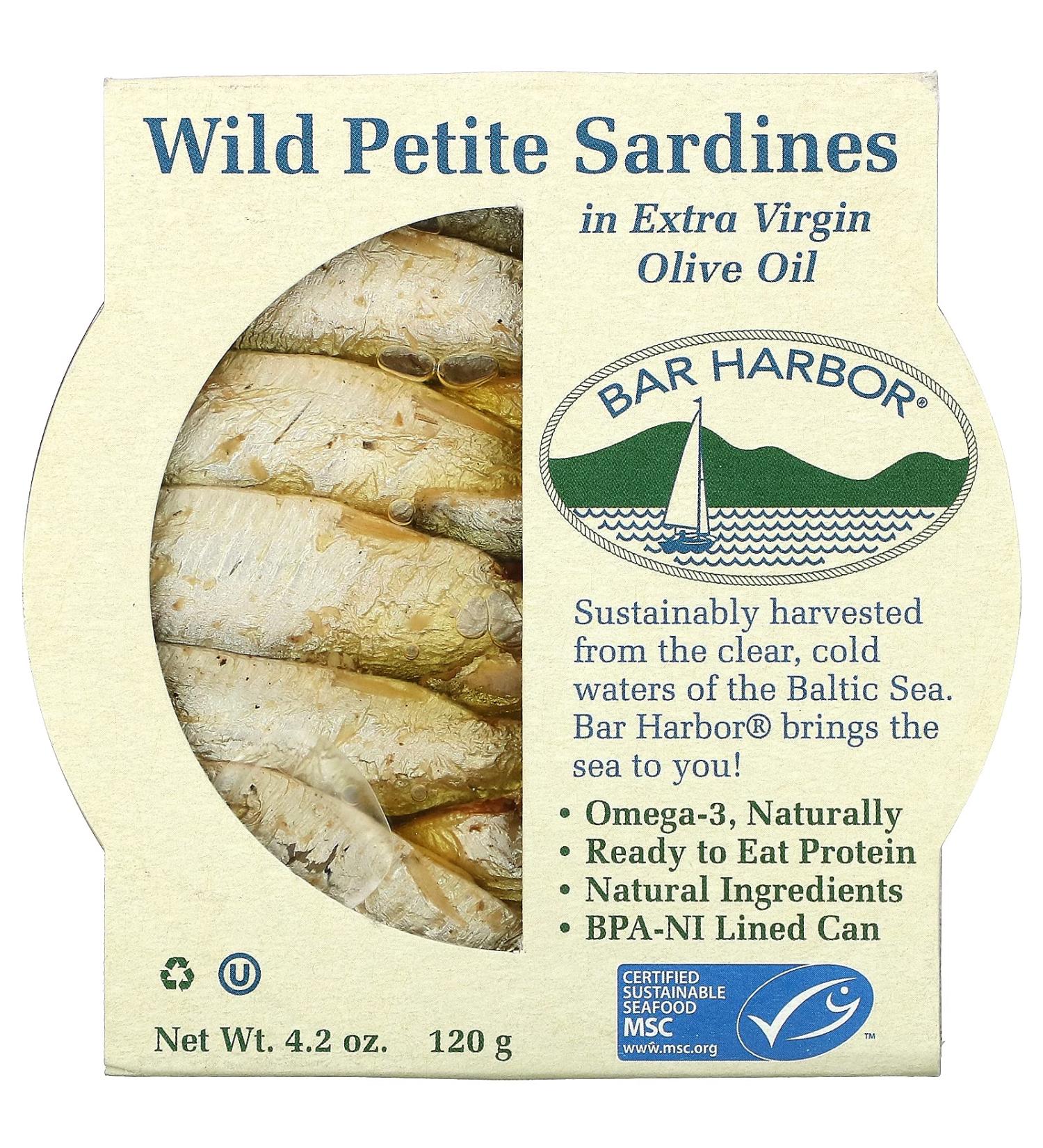 Bar Harbor Wild Petite Sardines in Extra Virgin Olive Oil - 4.2 oz (120 g) | Gourmet Seafood Delight - Buy Online on SooperMarket.com