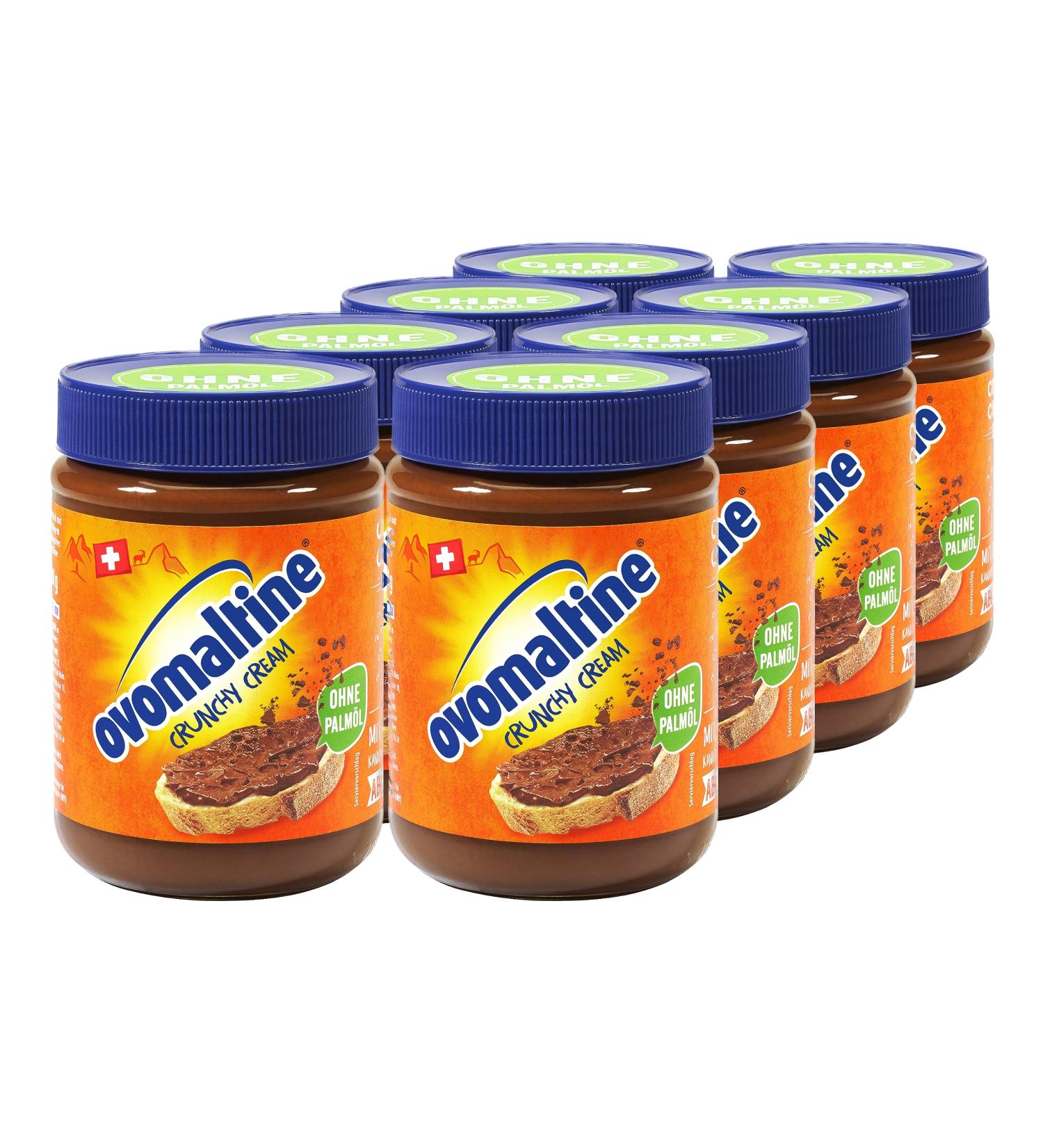Ovomaltine Crunchy Cream Brot Spread - Palm Oil-Free Swiss Chocolate Cream with Crispy Pieces - 8 x 380g | Delicious Sweet Spread - Buy Online on SooperMarket.com