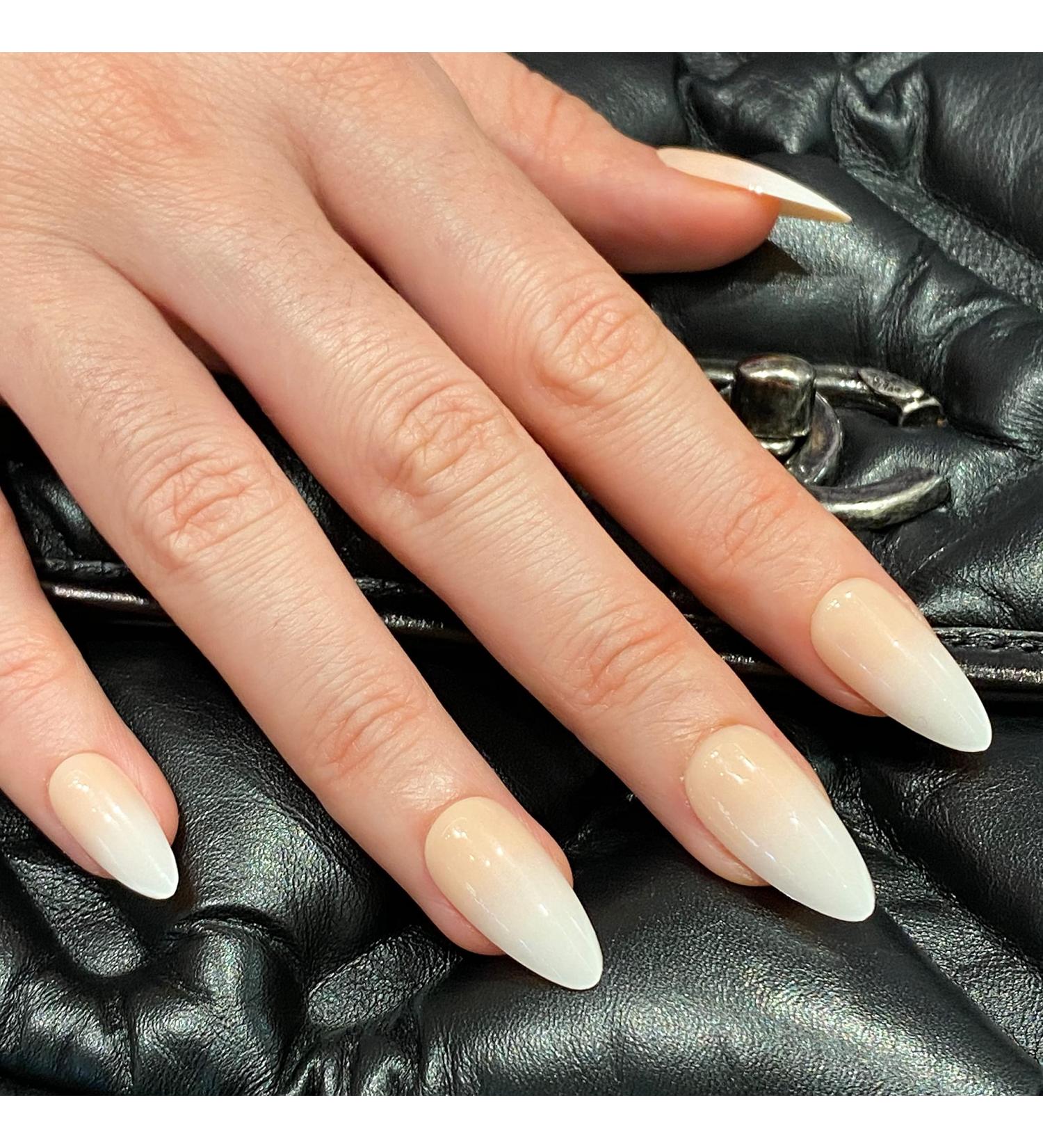 Novaly Ombre Nude Gradient French Tip False Nails - Short/Medium Almond White Pink Press On Nails Kit - Buy Online on SooperMarket.com