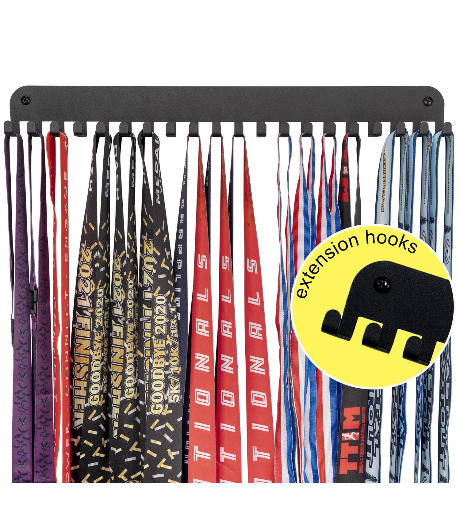 Skhoo Premium Gymnastic Medal Holder - Black Display Rack with 20 Hooks for Medals and Ribbons - Gymnastic Display Rack (New Upgrade) - Buy Online on SooperMarket.com