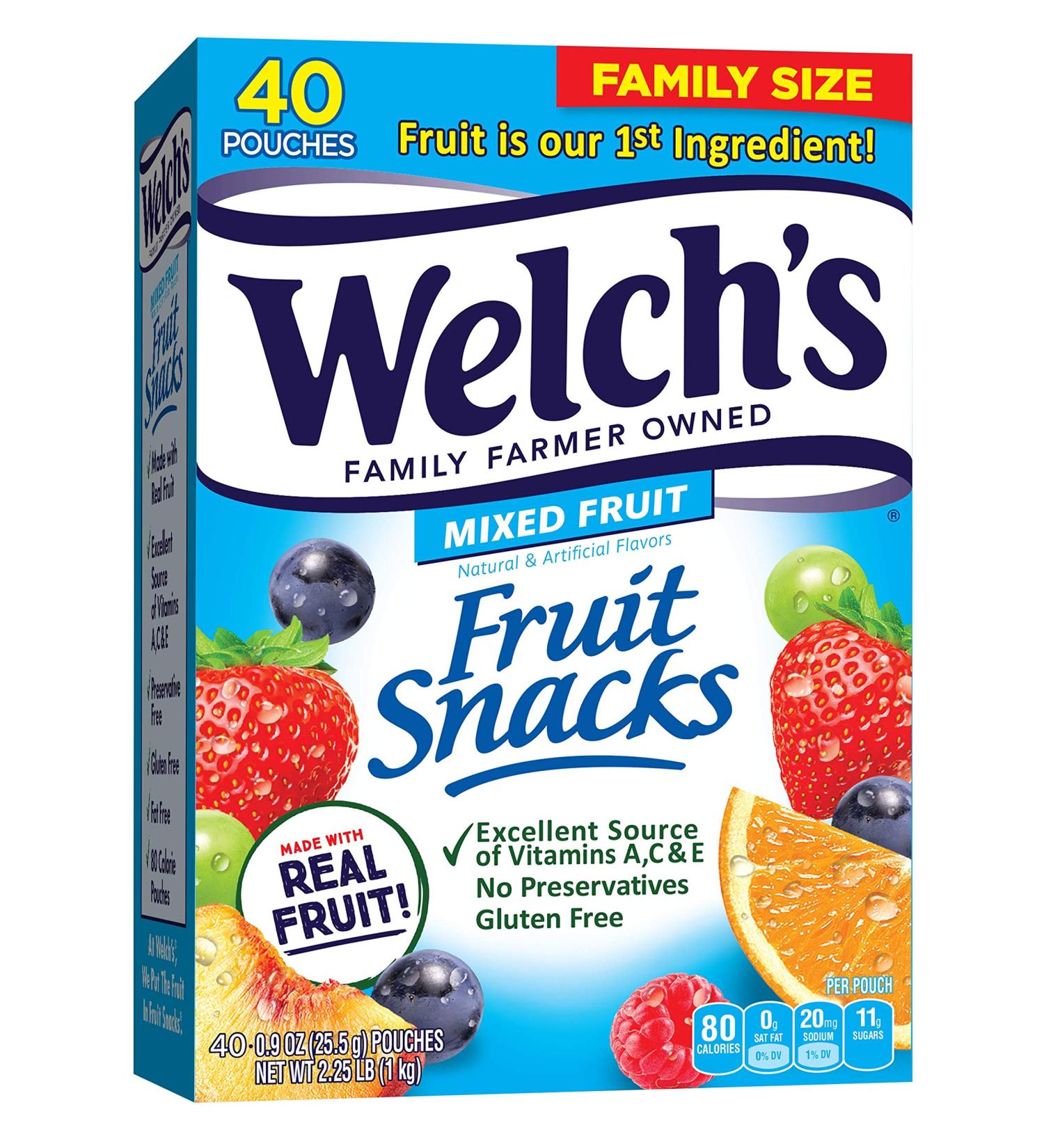 Welch's Fruit Snacks Mixed Fruit 0.9 oz Individual Single Serve Bags (Pack of 40) | Gluten-Free Bulk Pack of Mixed Fruit Snacks - 40 Count - Buy Online on SooperMarket.com