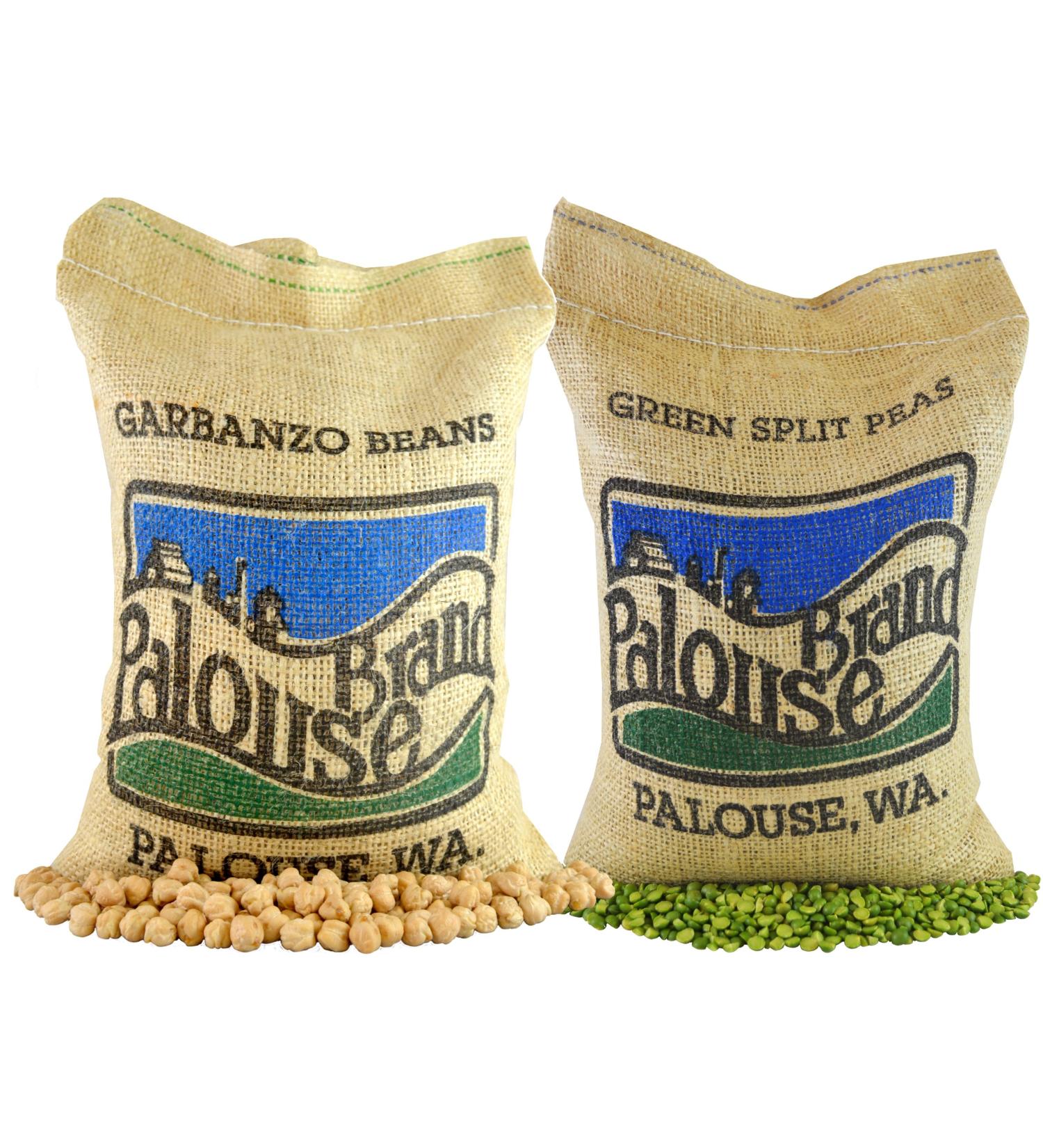 Organic Green Split Peas & Chickpeas Combo 10 lbs - Non-GMO, Non-Irradiated, Kosher - USA Grown & Field Traced - Burlap Bag (5lb x 2) - Buy Online on SooperMarket.com
