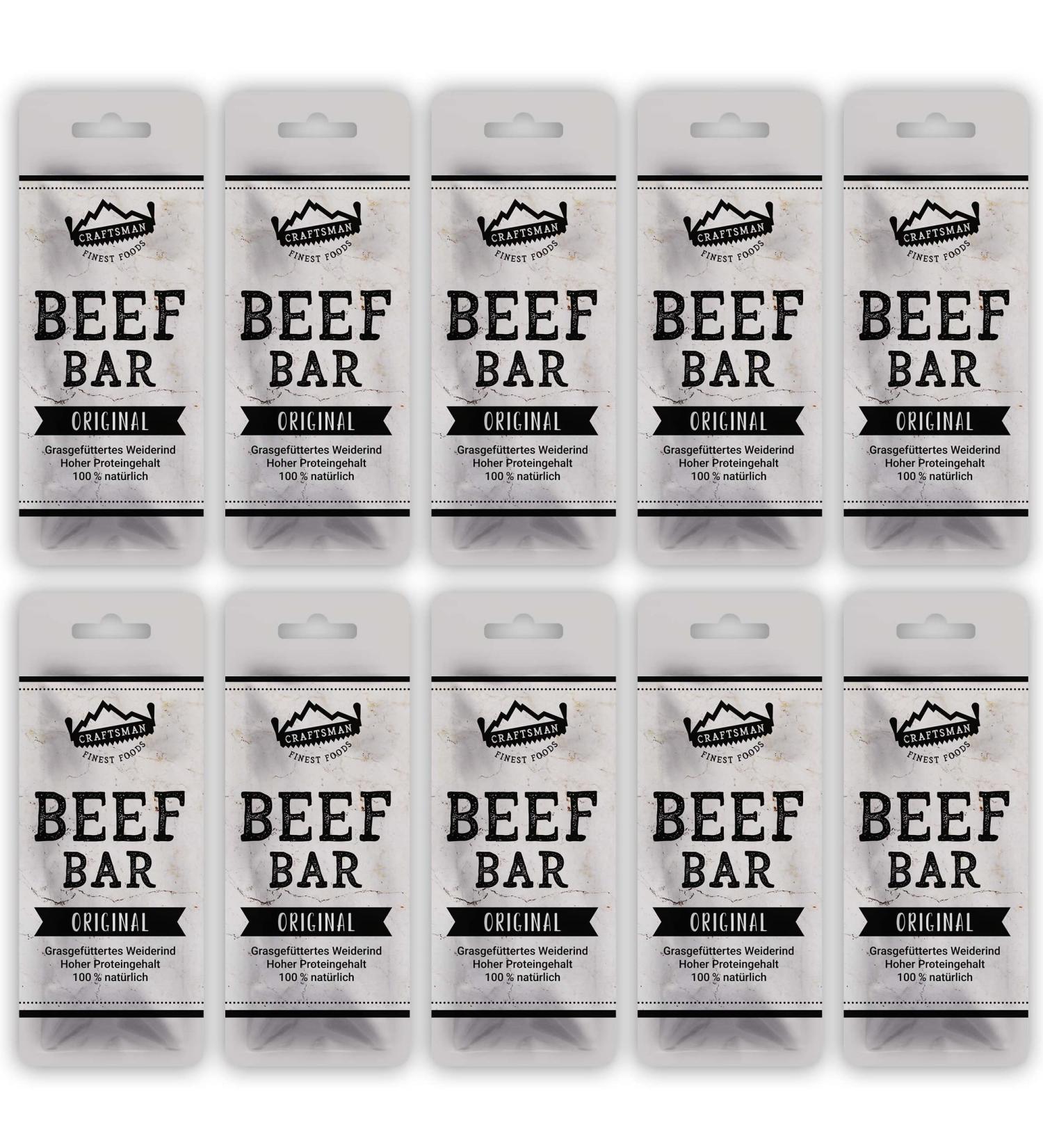 Craftsman Beef Bar Original (20 x 28g) | 100% Natural High Protein Meat Snack | Gluten-Free No Added Sugar Jery Riegel Set - Buy Online on SooperMarket.com