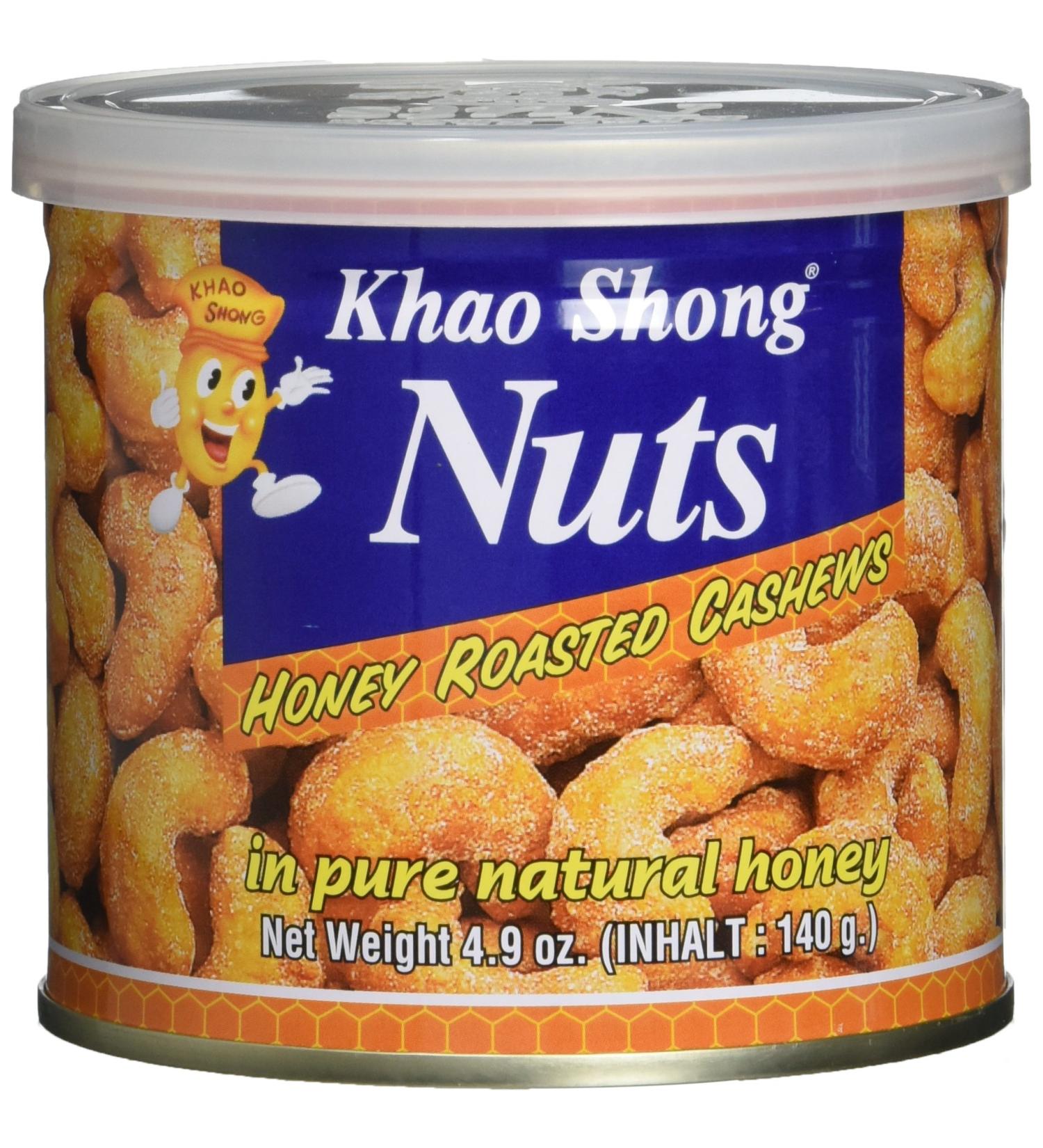 Khao Shong Honey Roasted Cashews - Crispy Honey Baked Snack (140g Can) | International Shipping Available - Buy Online on SooperMarket.com