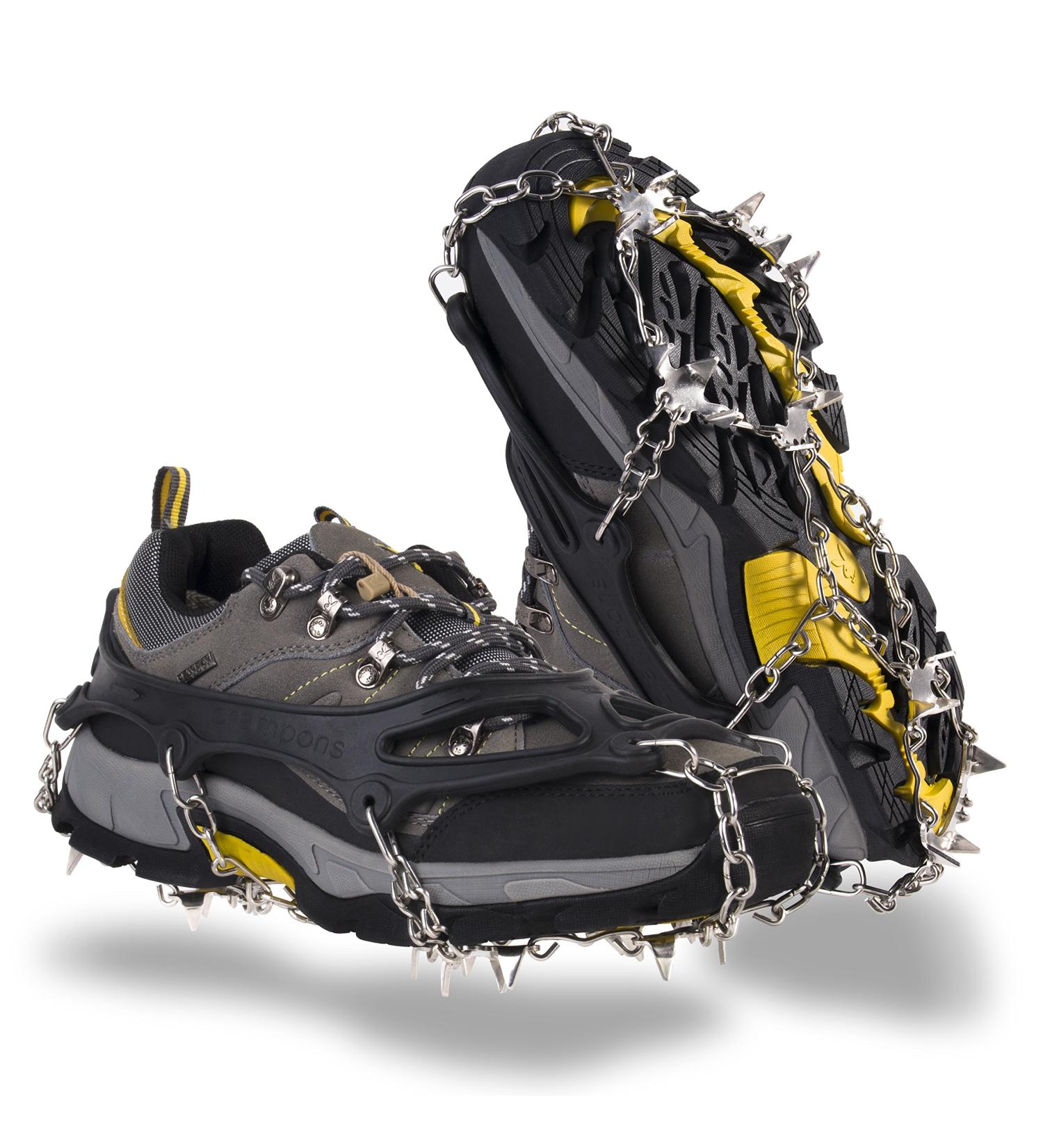 Giggleway Traction Cleats - Anti Slip Snow Grips with 19 Stainless Steel Spikes | M/L/XL L(Shoe Size W 8.5-11.5/M 7-9.5) | Suitable for Women, Men, and Kids - Black - Buy Online on SooperMarket.com