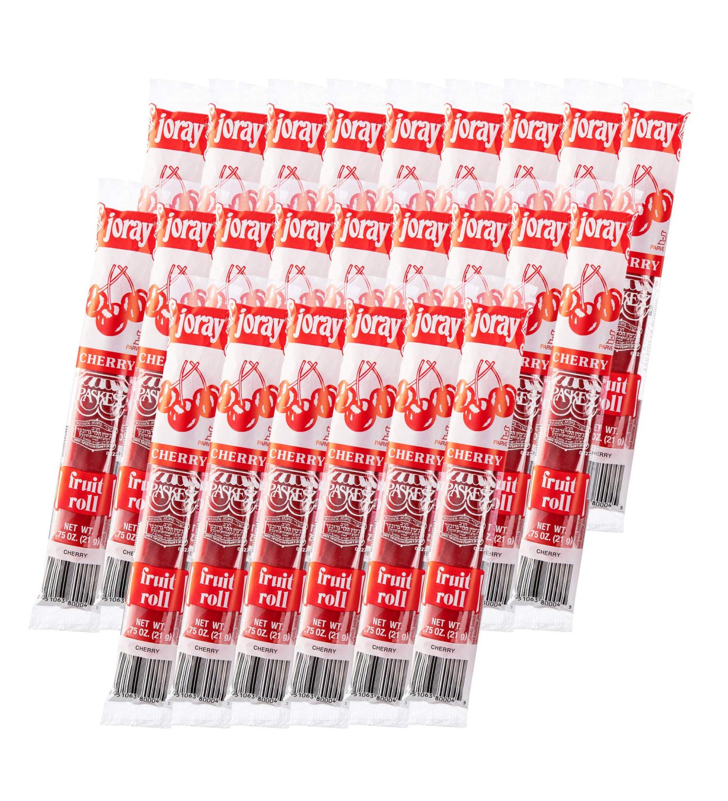 Joray Cherry Fruit Rolls - Fat-Free Fruit Snack with Real Fruit - Kosher Certified - 0.75oz (24 Pack) - Buy Online on SooperMarket.com