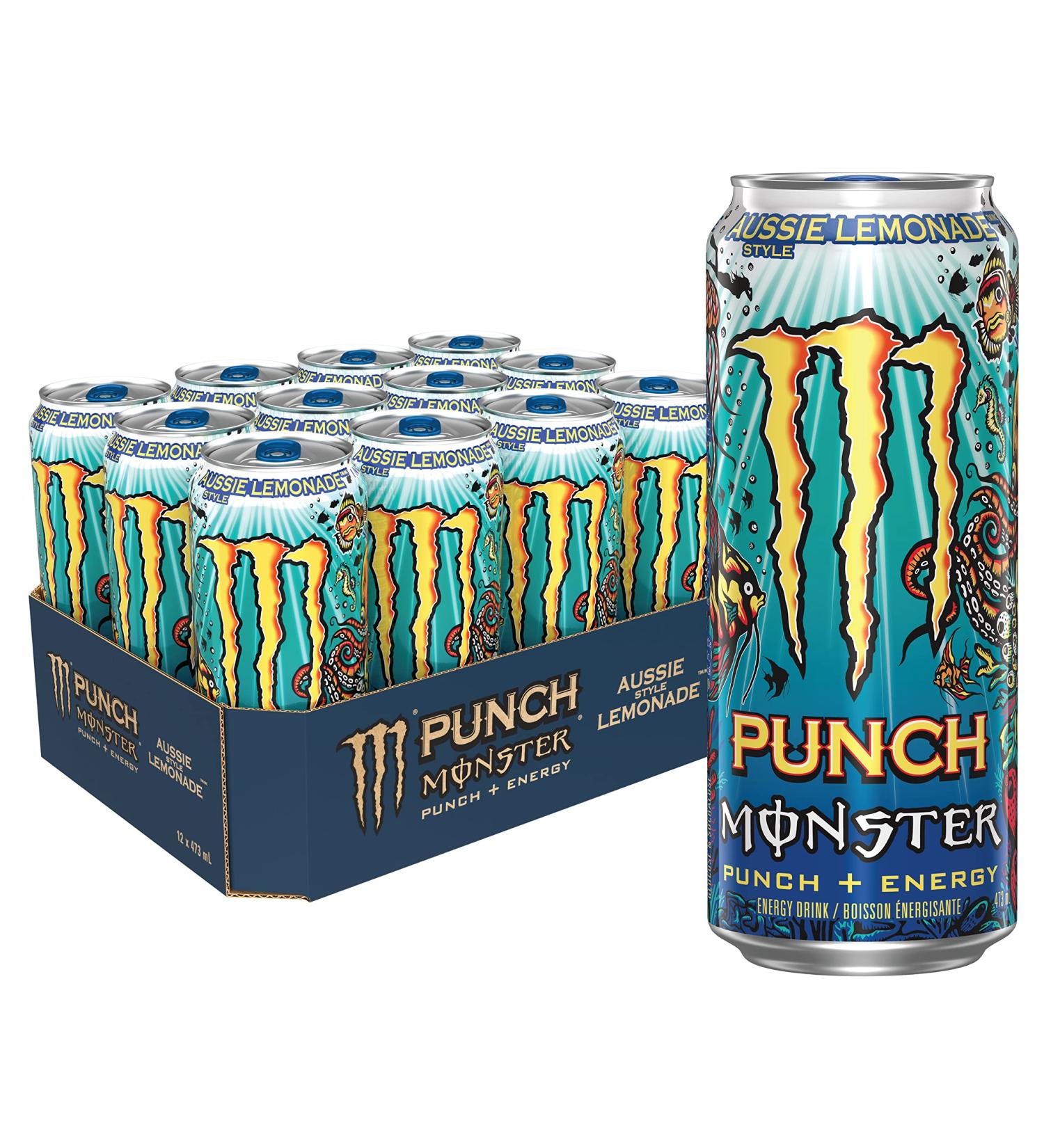 Monster Energy Punch Aussie Style Lemonade 473mL Cans Pack of 12 - Buy Online on SooperMarket.com