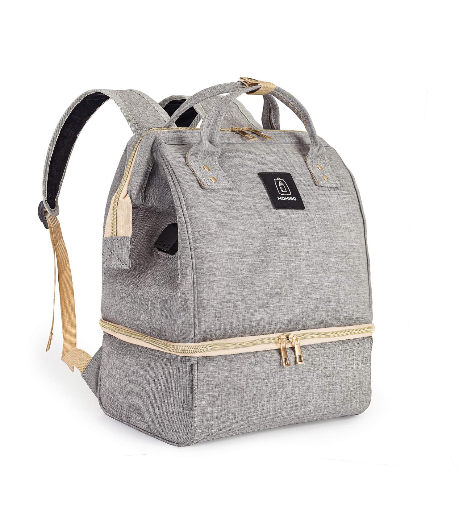 Double Layer Breast Pump Backpack with Cooler & Moistureproof Bag - Grey, USB Charging Port - Ideal for Outdoor Working Moms - Buy Online on SooperMarket.com