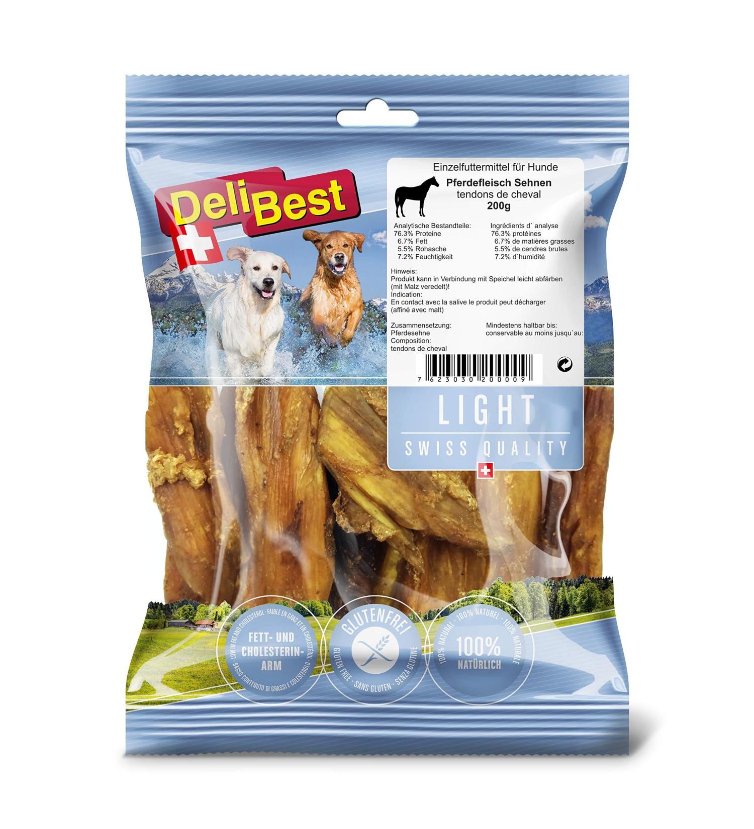 Delibest Light Horse Tendons Dental Sticks - Grain-Free Dog Chews & Tartar Remover | Natural Tooth Care Snacks (200g) - Buy Online on SooperMarket.com