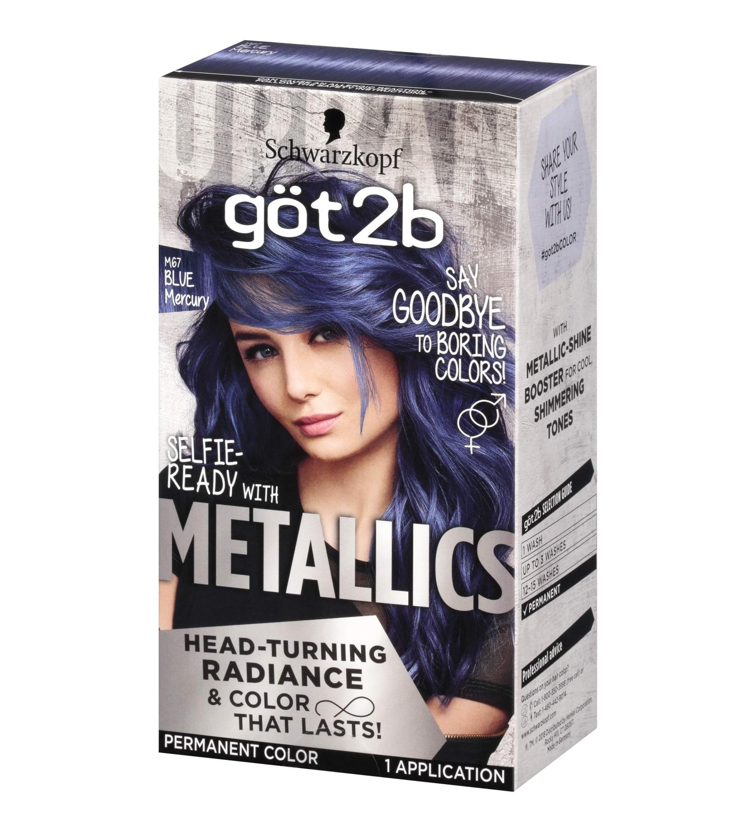 SCHWARZKOPF Got2b Metallics Hair Color - M67 Blue Mercury | Permanent Dye - Buy Online on SooperMarket.com