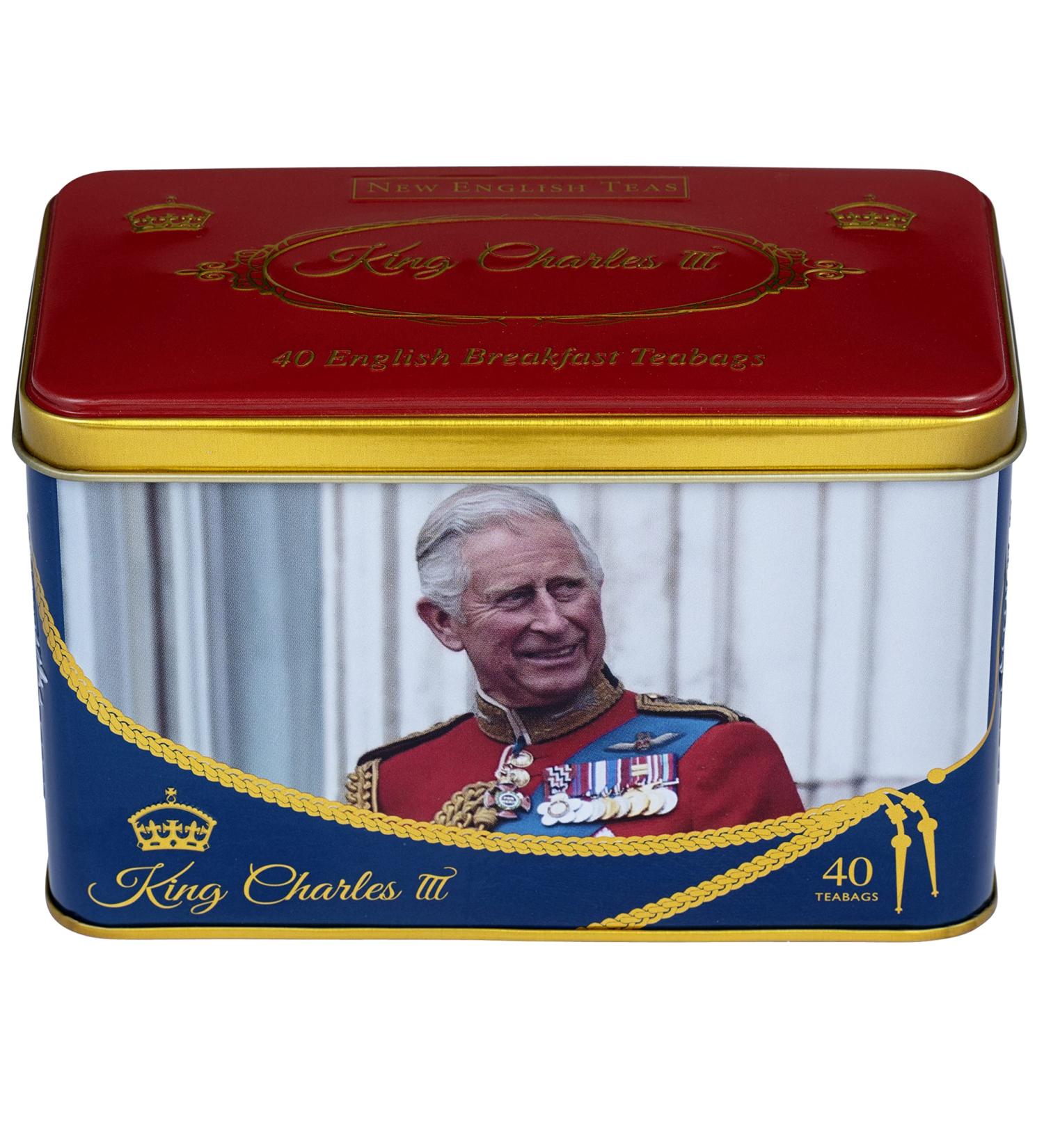 New English Teas King Charles III Tea Tin with 40 English Breakfast Teabags - Buy Online on SooperMarket.com
