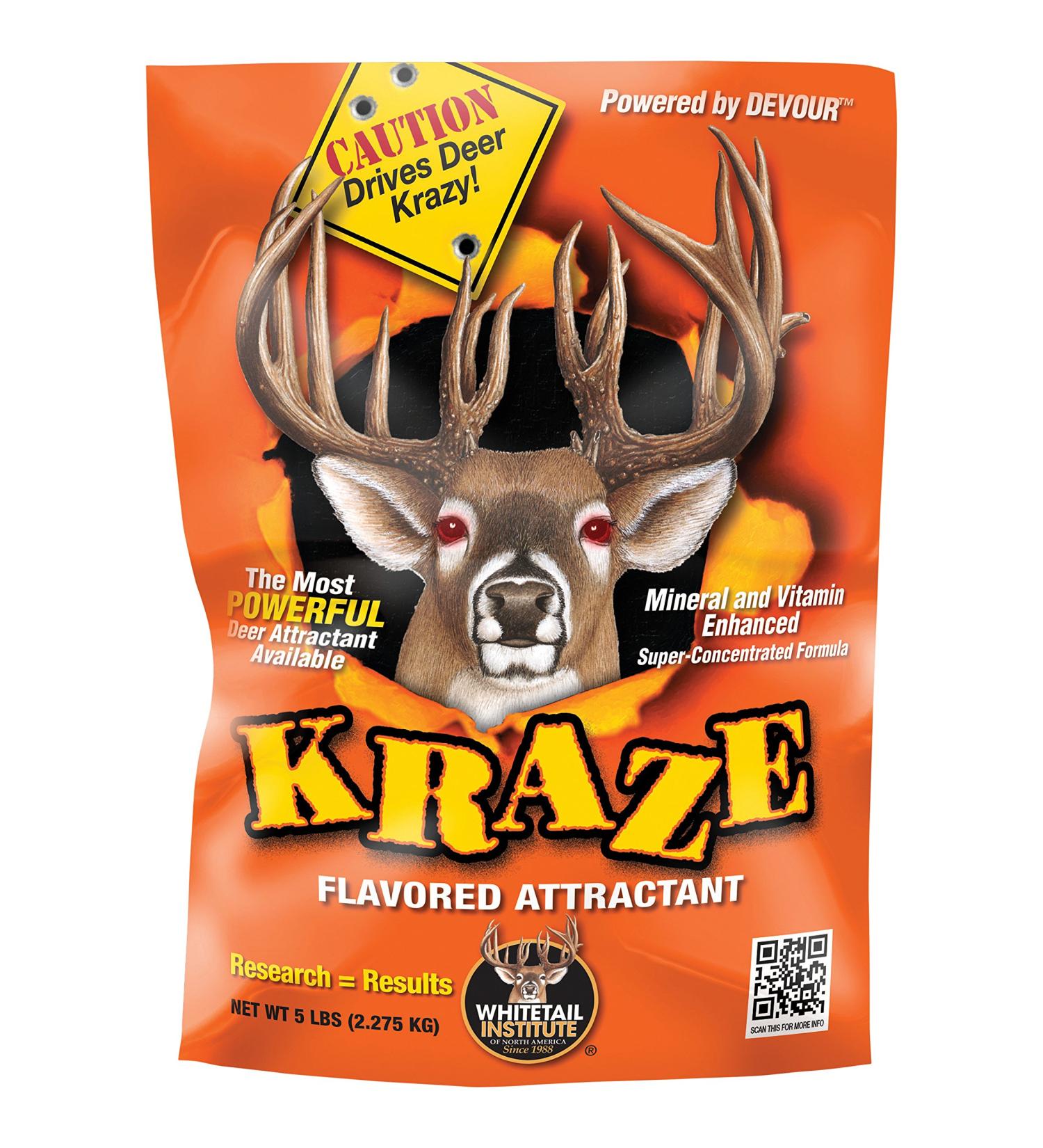 Whitetail Institute Kraze Flavored Deer Attractant - Contains Multiple Scent and Flavor Enhancers to Easily Attract and Hold Deer - Extremely Easy to Use 5-Pound Bag