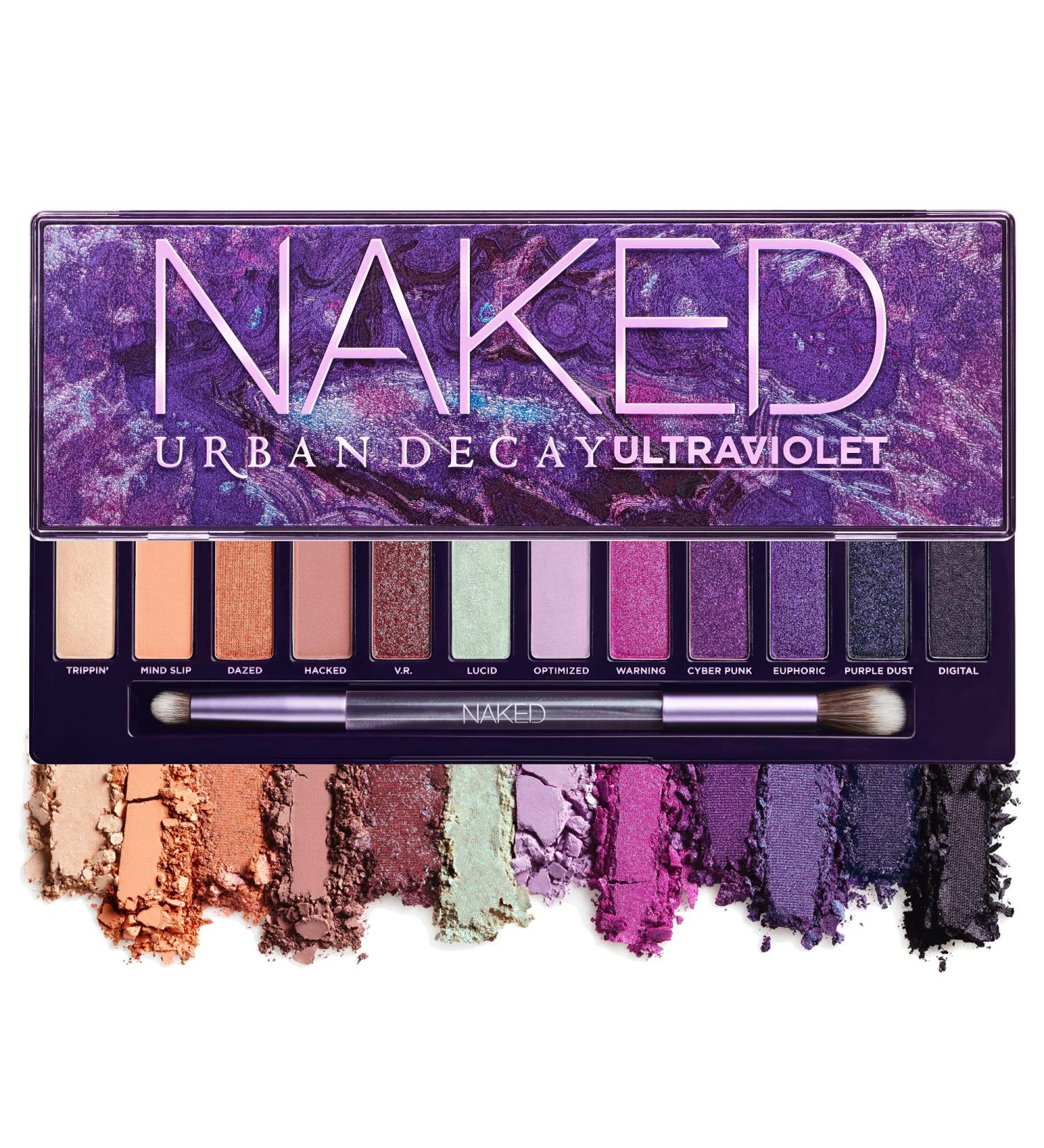 Urban Decay Naked Ultraviolet Eyeshadow Palette - 12 Vivid Neutral Shades with Purple Pop | Ultra-Blendable Rich Colors | Velvety Texture | Mirror & Double-Ended Brush Included - Buy Online on SooperMarket.com