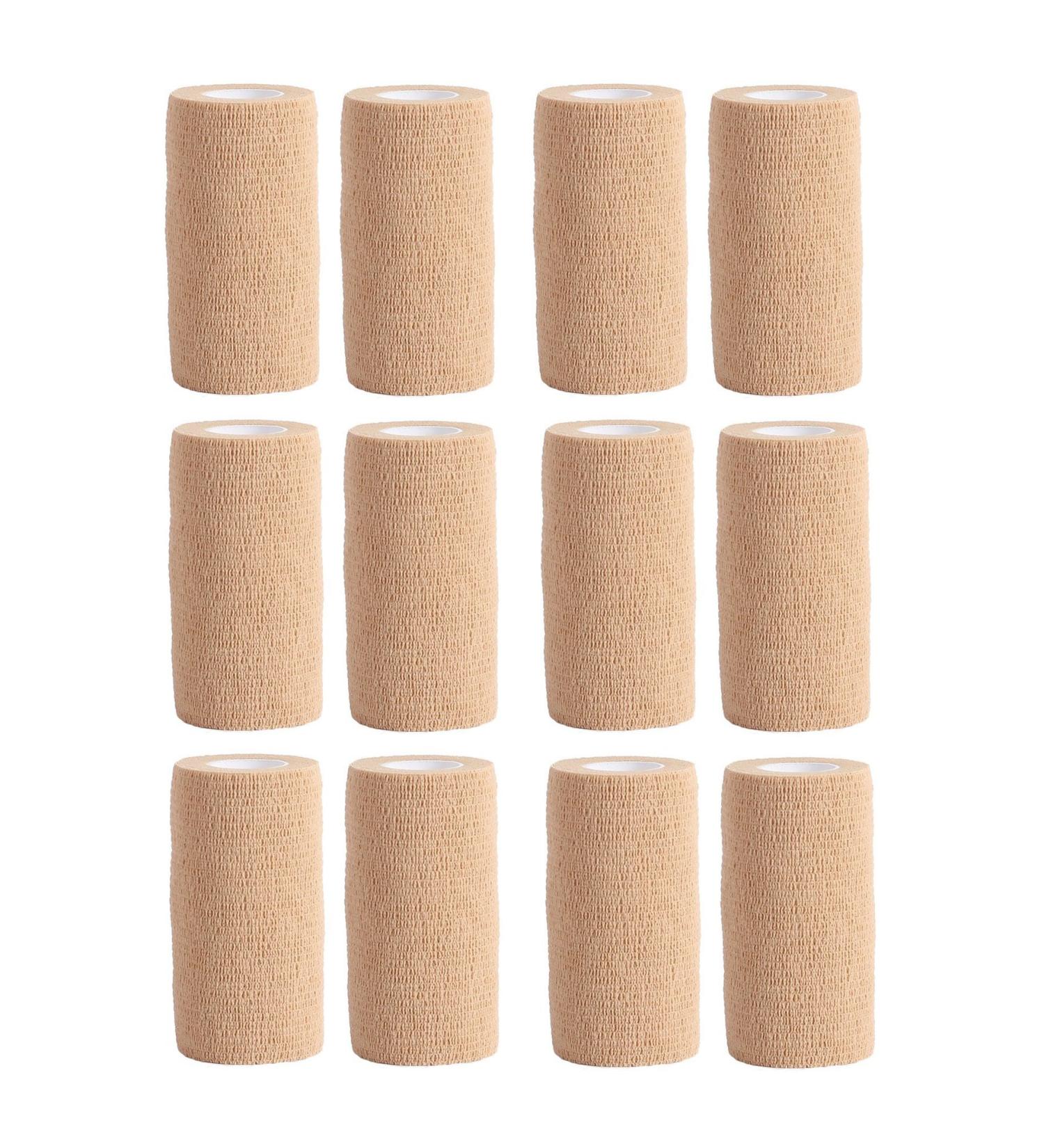 Cohesive Bandage - 12 Rolls (10cm x 4.5m) for First Aid & Sports Wrap | COBOX Self-Adherent Vet Wrap - International Shipping Available - Buy Online on SooperMarket.com