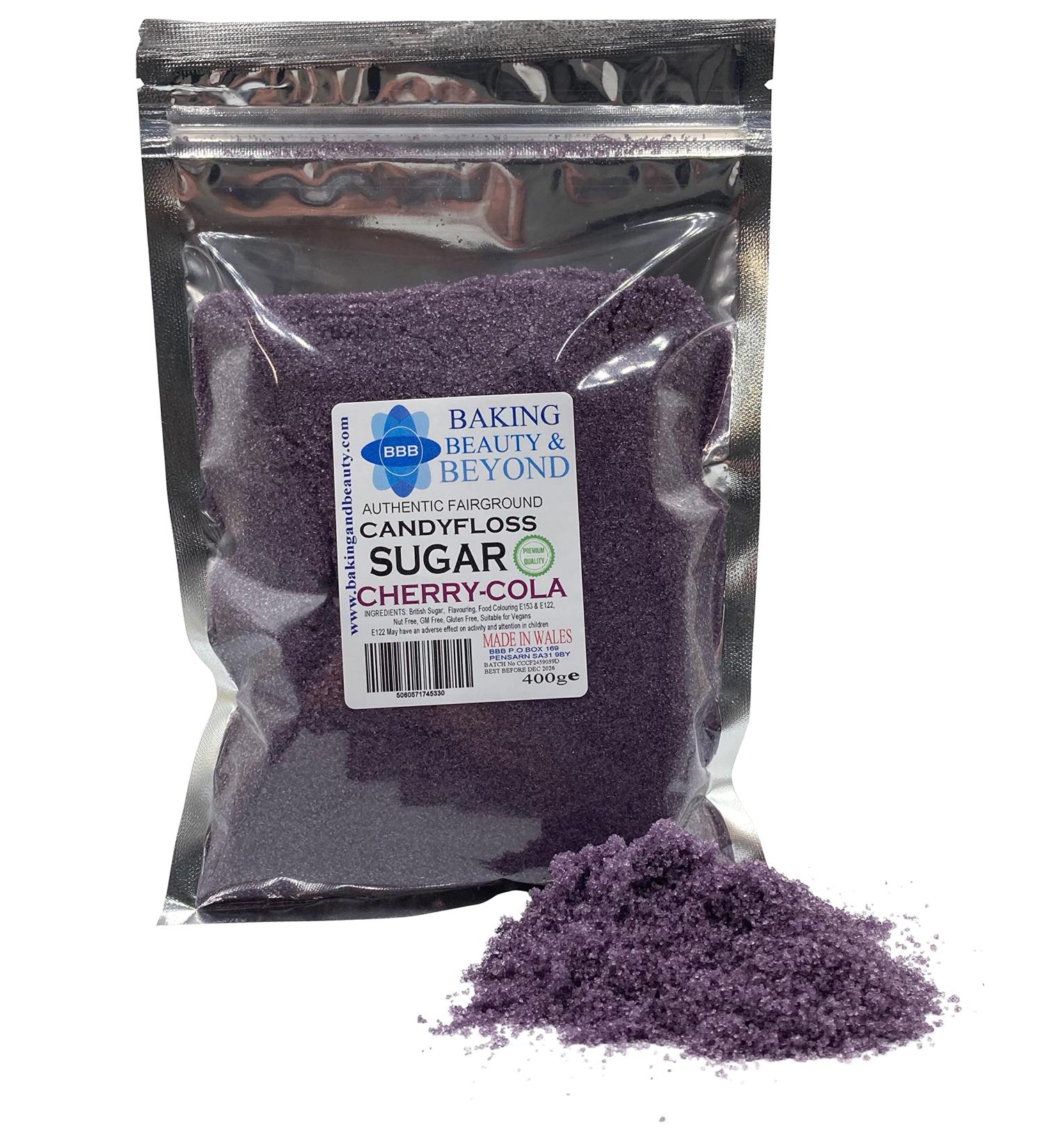 Baking Beauty and Beyond Premium 400g Cherry-Cola Flavour Cotton Candy Floss Sugar - Natural Ingredients for Every Occasion - Buy Online on SooperMarket.com