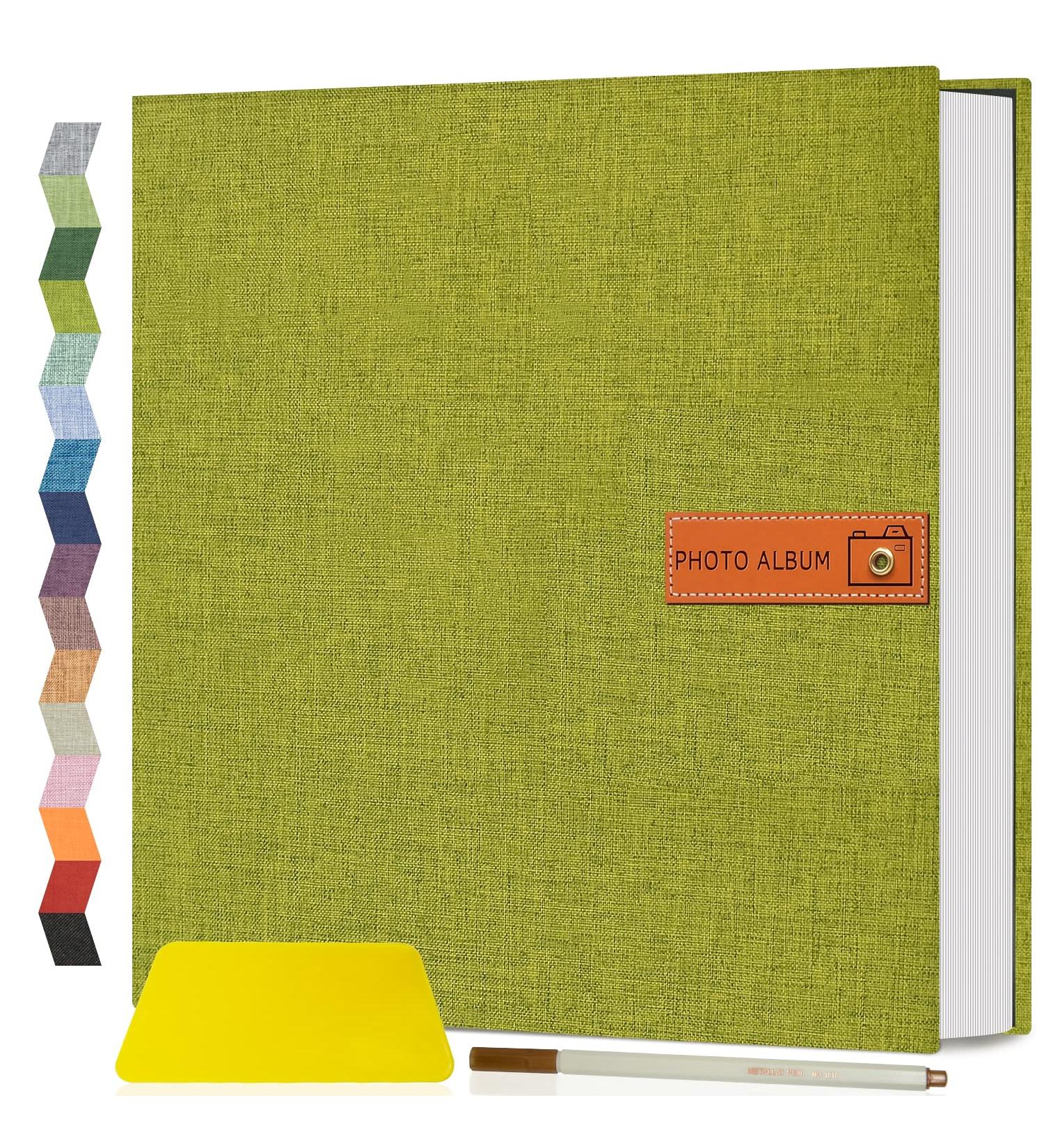 Popotop Large Self Adhesive Photo Album | DIY Scrapbook for Mom & Family | 40 Pages Picture Book with Pen and Board | 11.5 x 10.6 inches | Matcha Green - Buy Online on SooperMarket.com