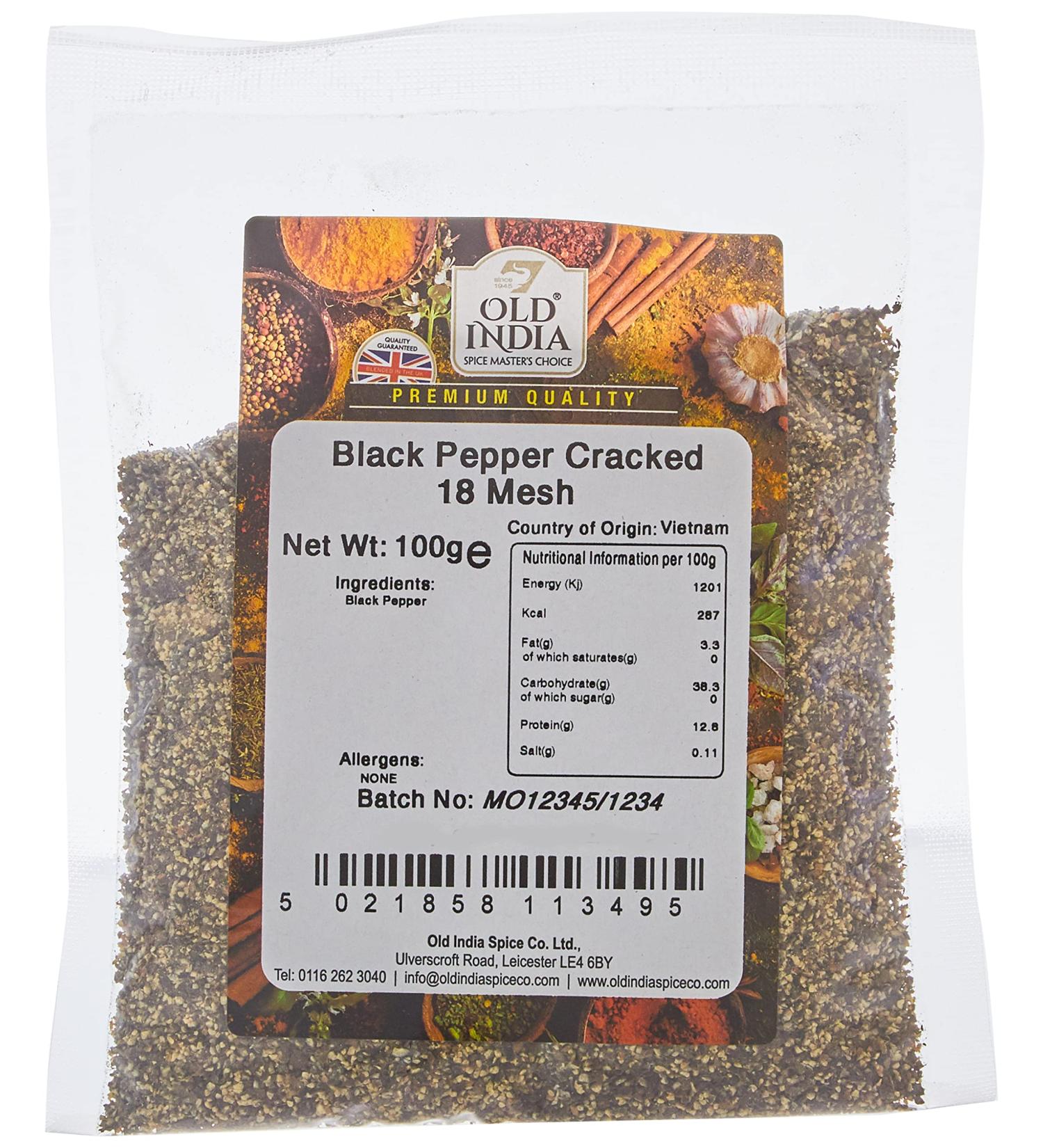 Old India Black Pepper Cracked 18 Mesh 100g - Premium Quality Spice (Pack of 1) - Buy Online on SooperMarket.com