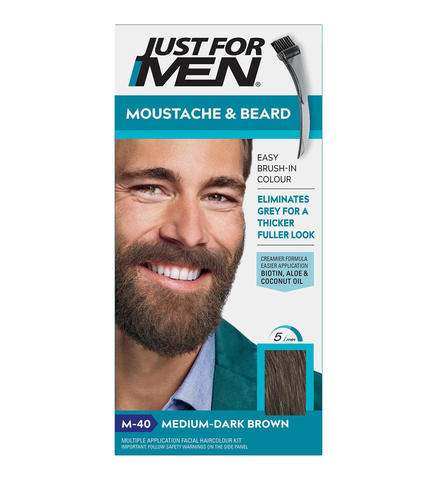 Just For Men Moustache & Beard Medium-Dark Brown Dye with Applicator Brush - M40 - Buy Online on SooperMarket.com