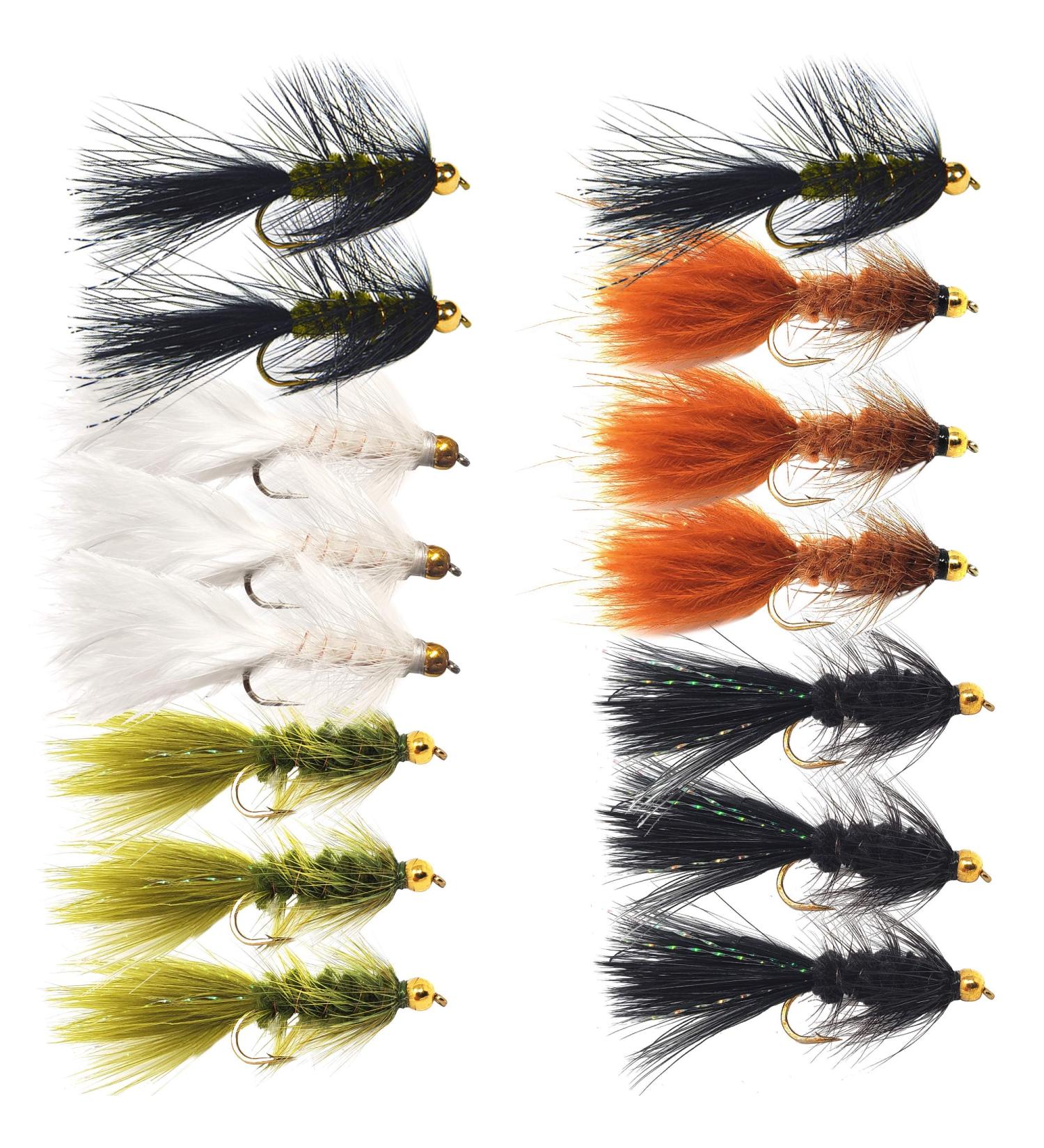 Woolly Bugger Trout Fly Fishing Streamer Assortment 15 Pack Size #8 - Premium Fly Fishing Lures - Buy Online on SooperMarket.com