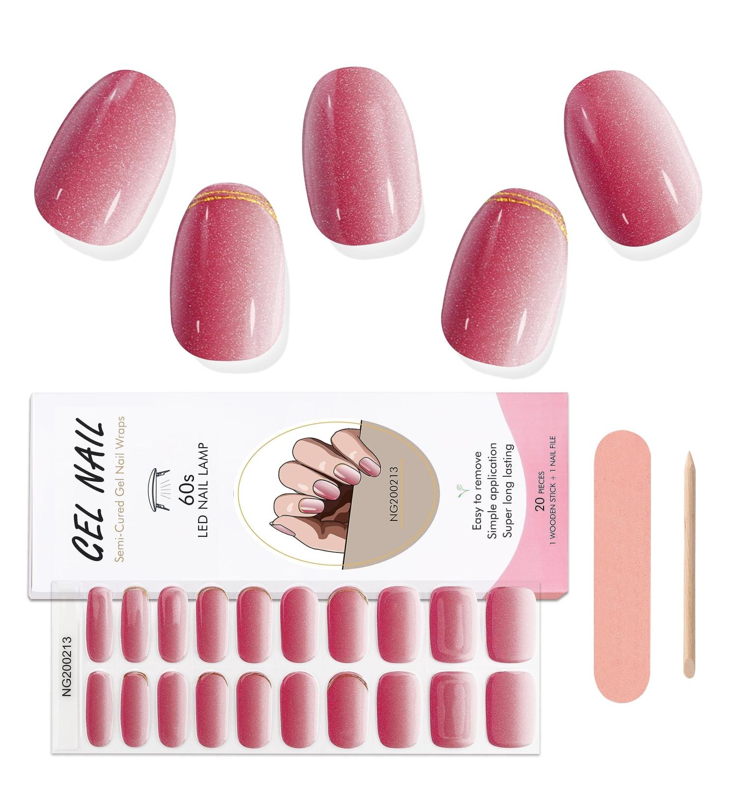 EBANKU 20 PCS Gel Nail Strips Gel Nail Strips Full Wraps Adhesive Gel Nail Stickers with Nail File and Stick(UV/LED Lamp Required)-3 # 3 - Buy Online on SooperMarket.com