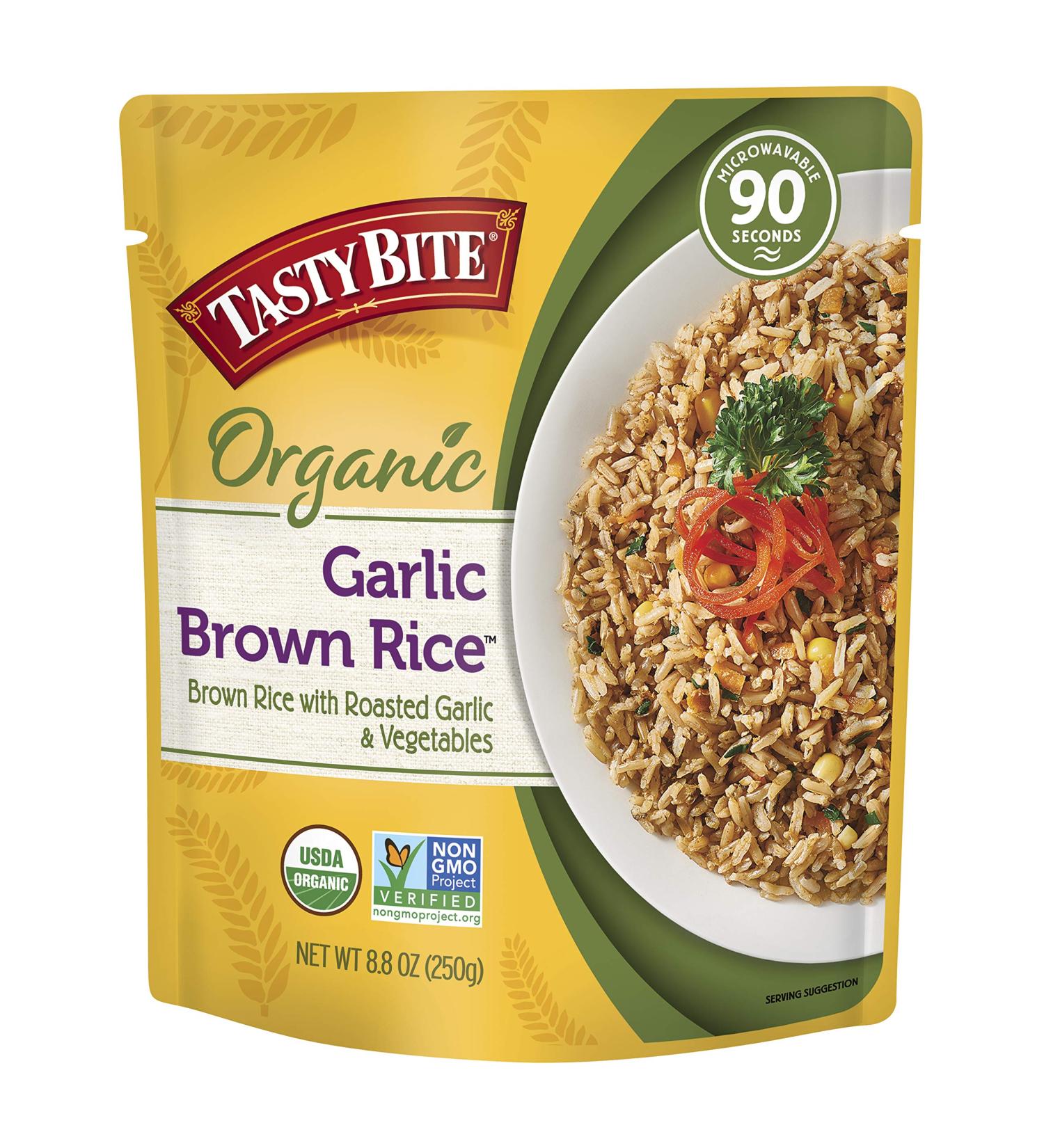Organic Garlic Brown Rice - Ready to Eat, Vegan - 8.8 oz (Pack of 6) | Tasty Bite - Buy Online on SooperMarket.com