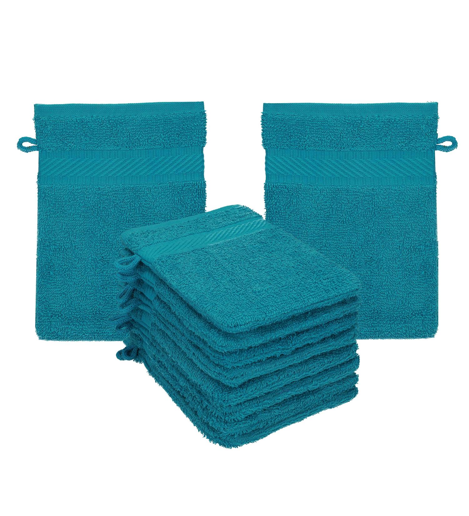 Buy Betz 10-Piece Terry Cloth Wash Gloves Set - 100% Cotton Petrol | Size 16x21 cm - International Shipping Available - Buy Online on SooperMarket.com